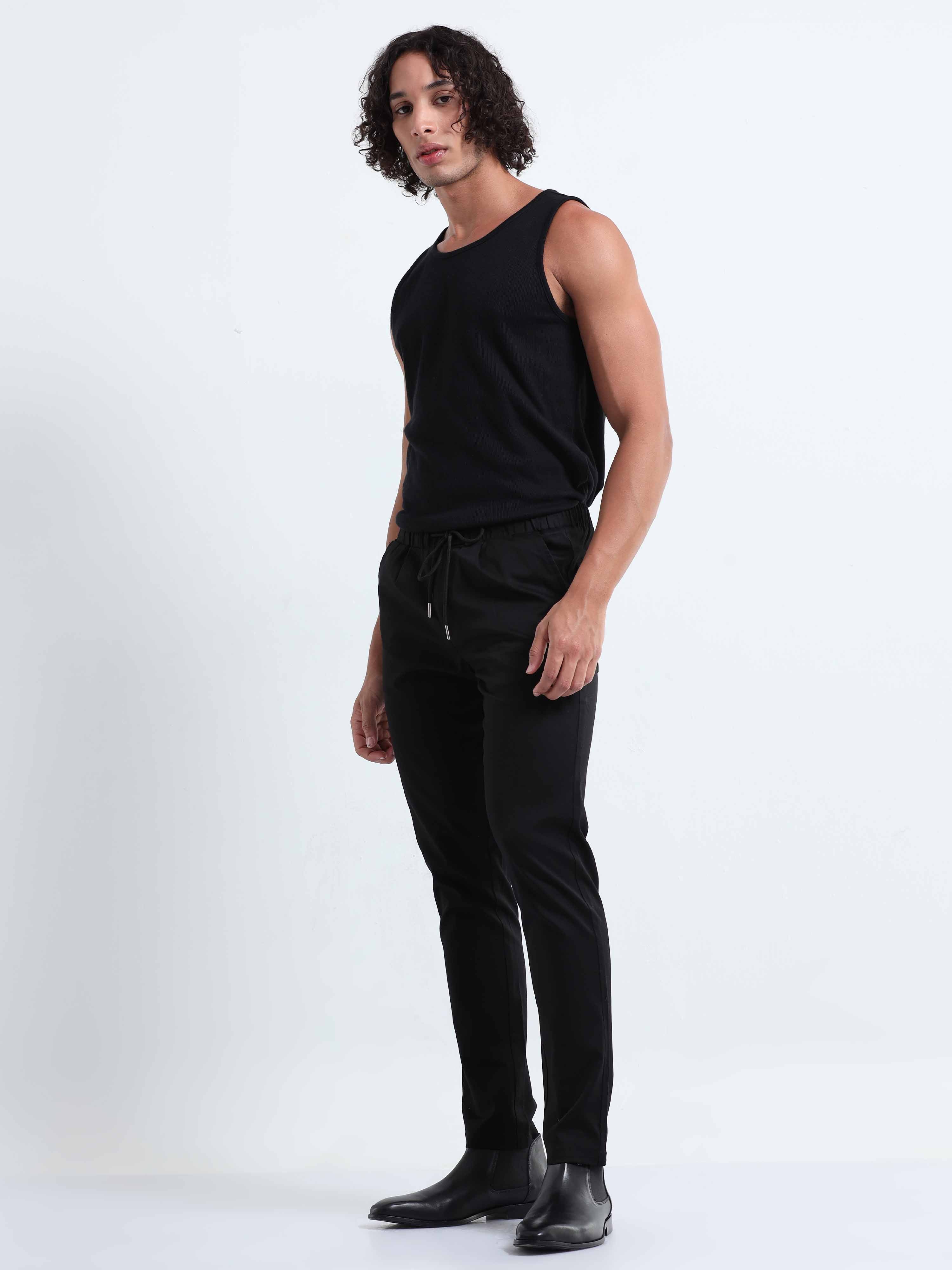 Rich Cotton Black Ankle Pant for Men