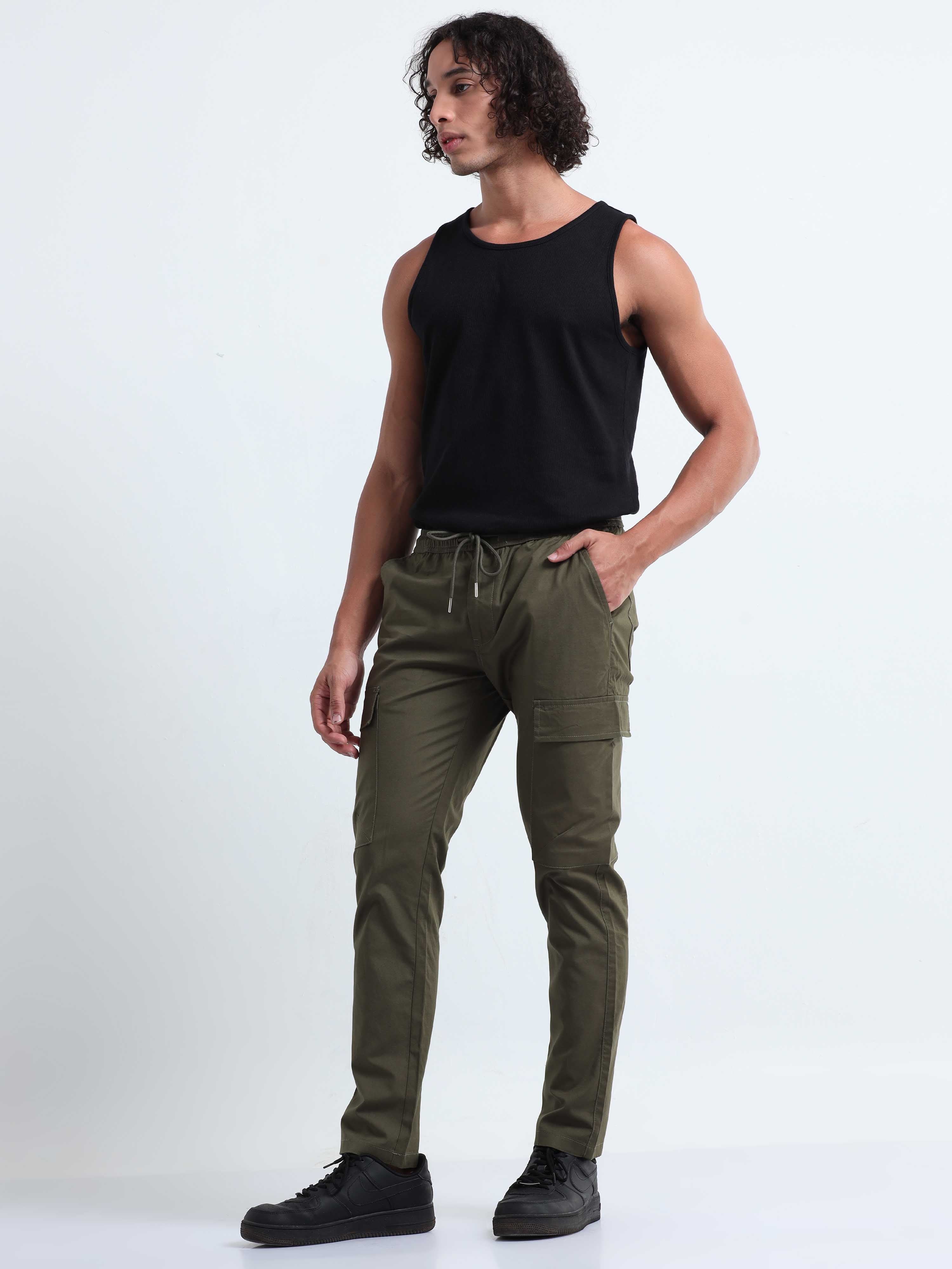 Air Sense Olive Cargo Pants for Men