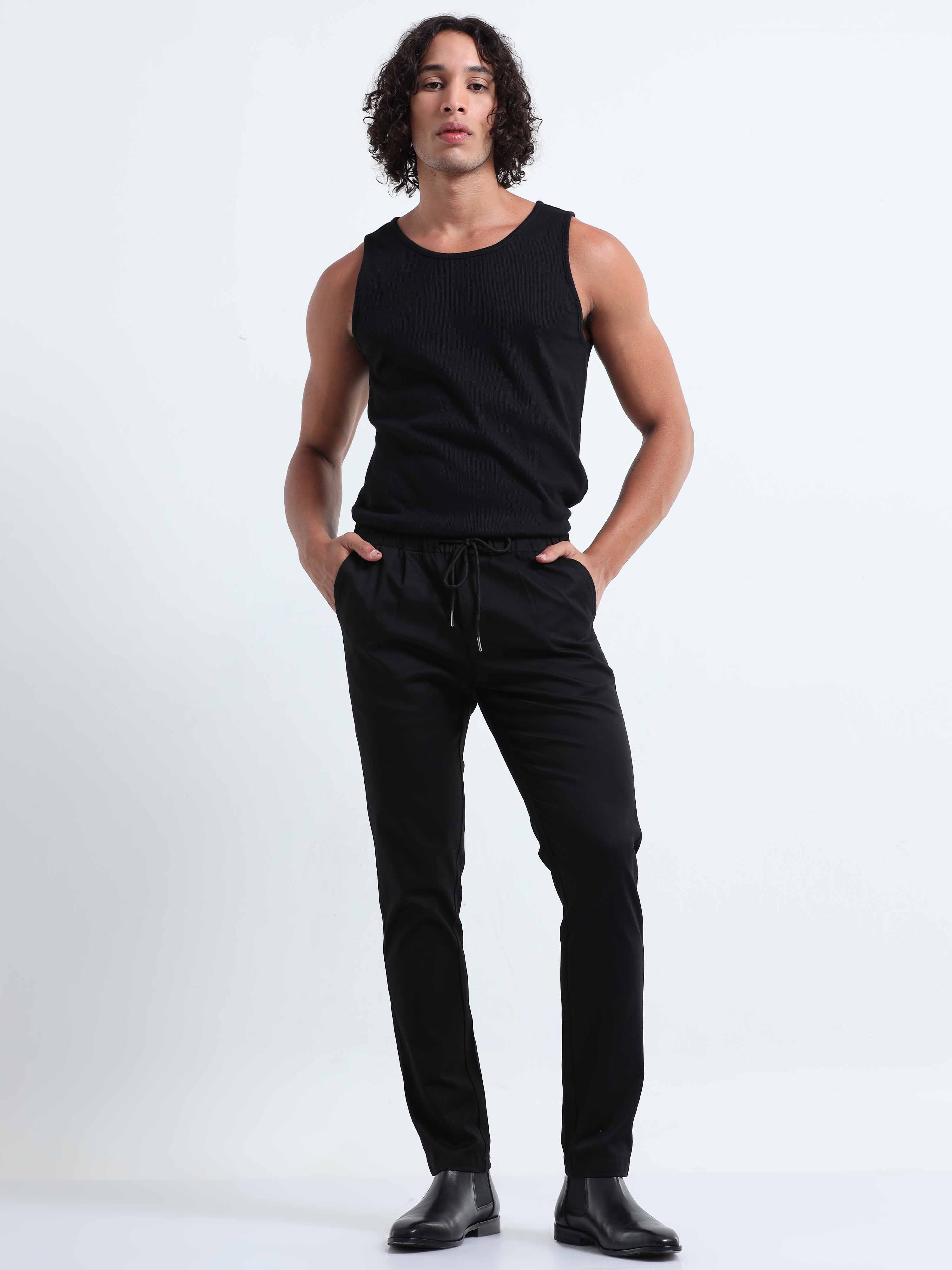 Rich Cotton Black Ankle Pant for Men