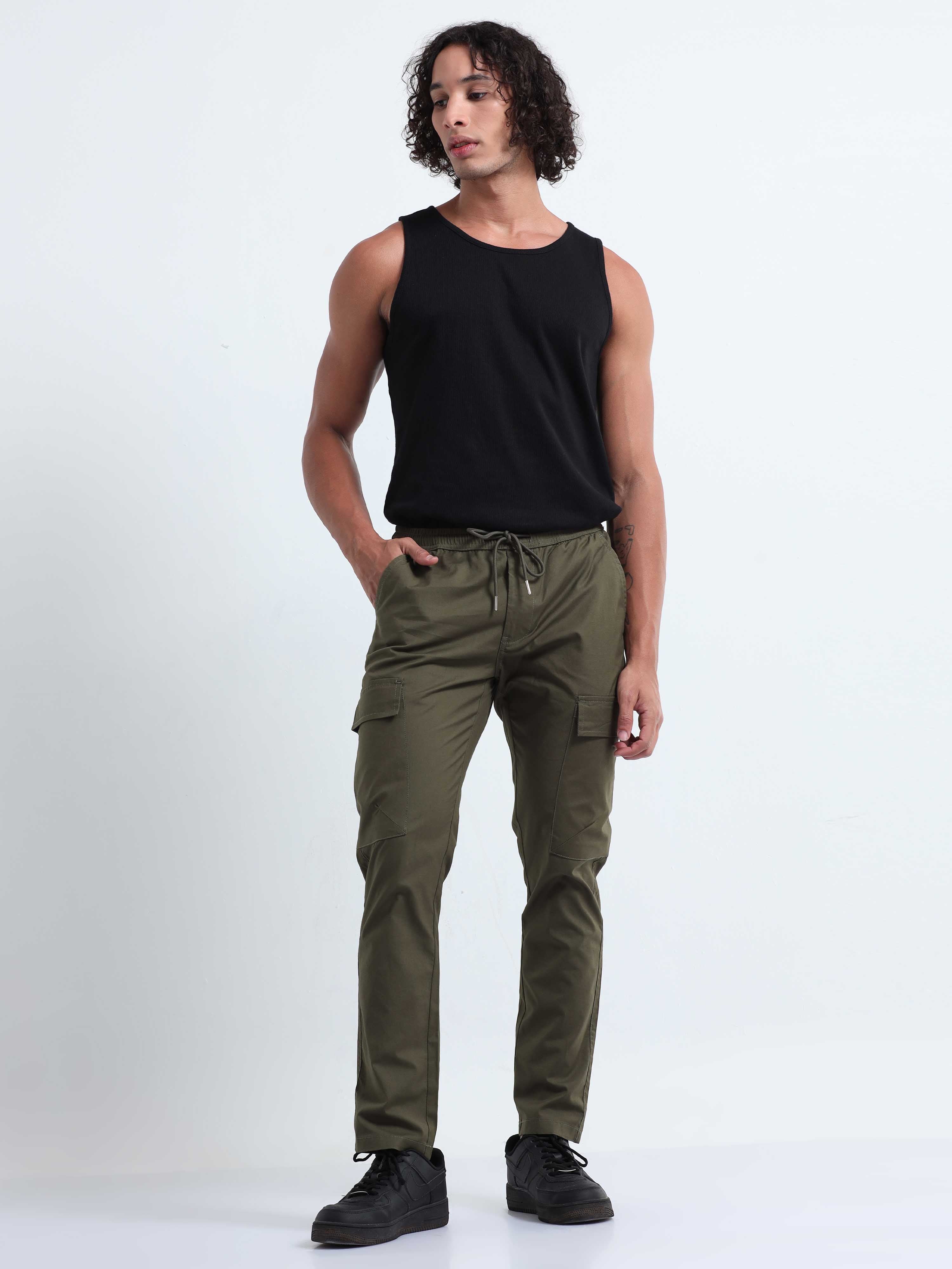 Air Sense Olive Cargo Pants for Men