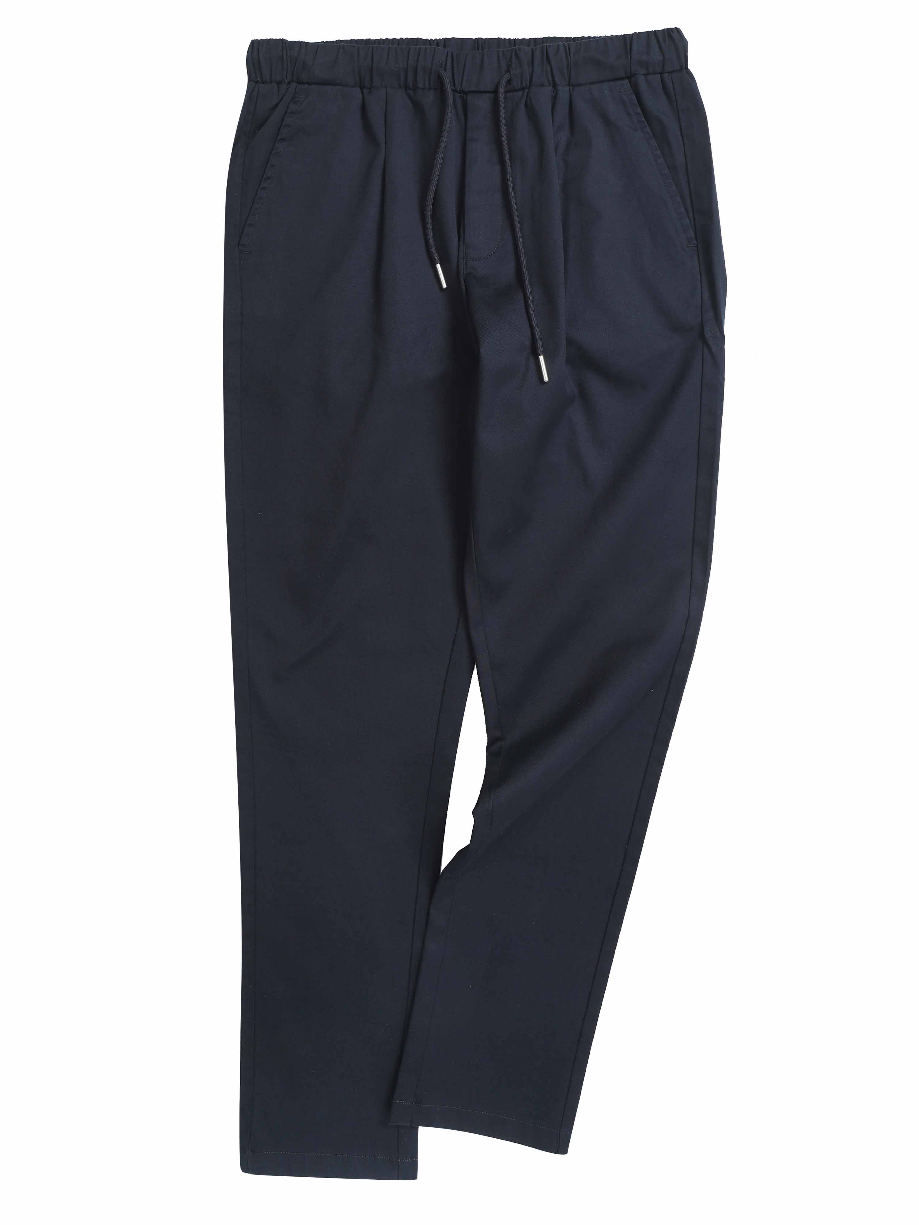 Rich Cotton Navy Flexi Waist Ankle Pant