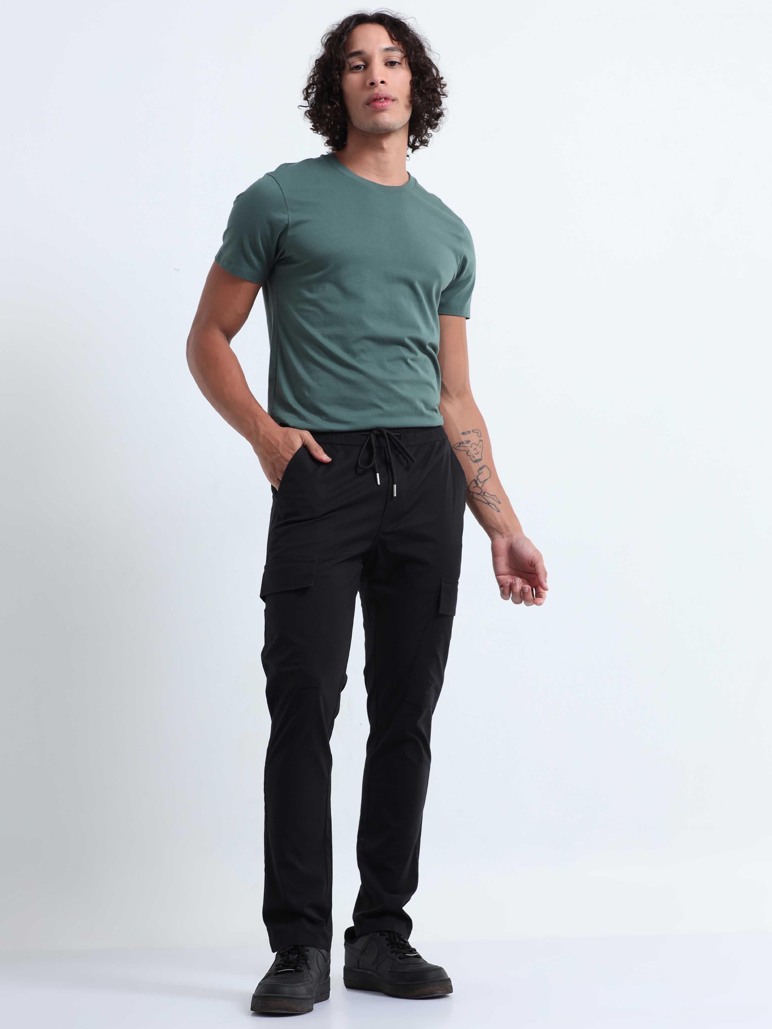 Air Sense Black Cargo Pants for Men