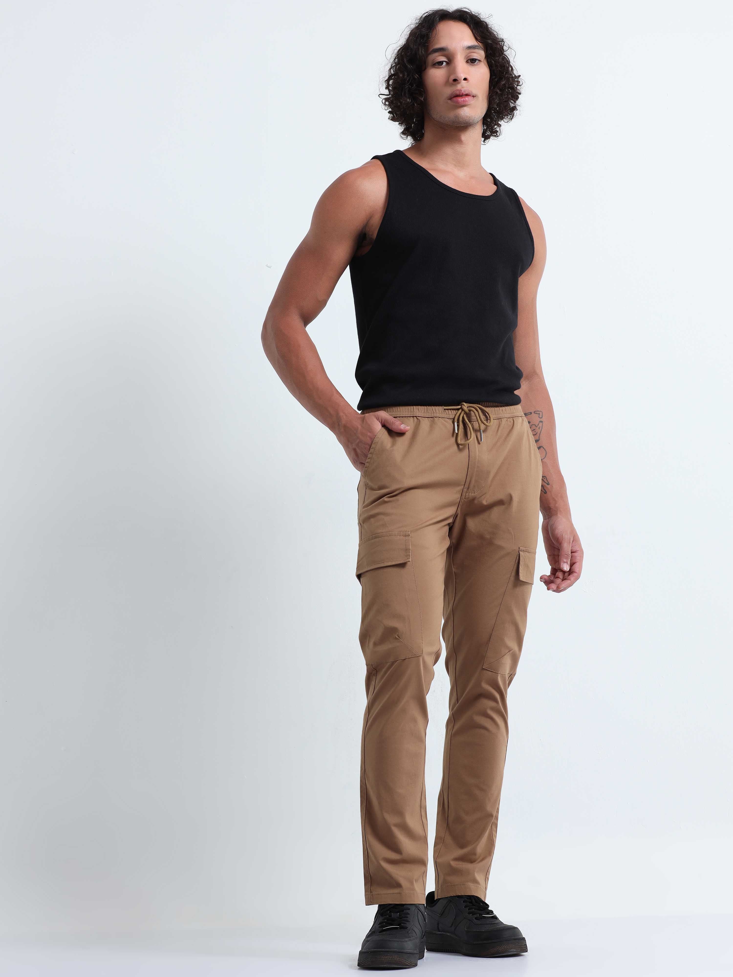 Air Sense Khaki Cargo Pants for Men