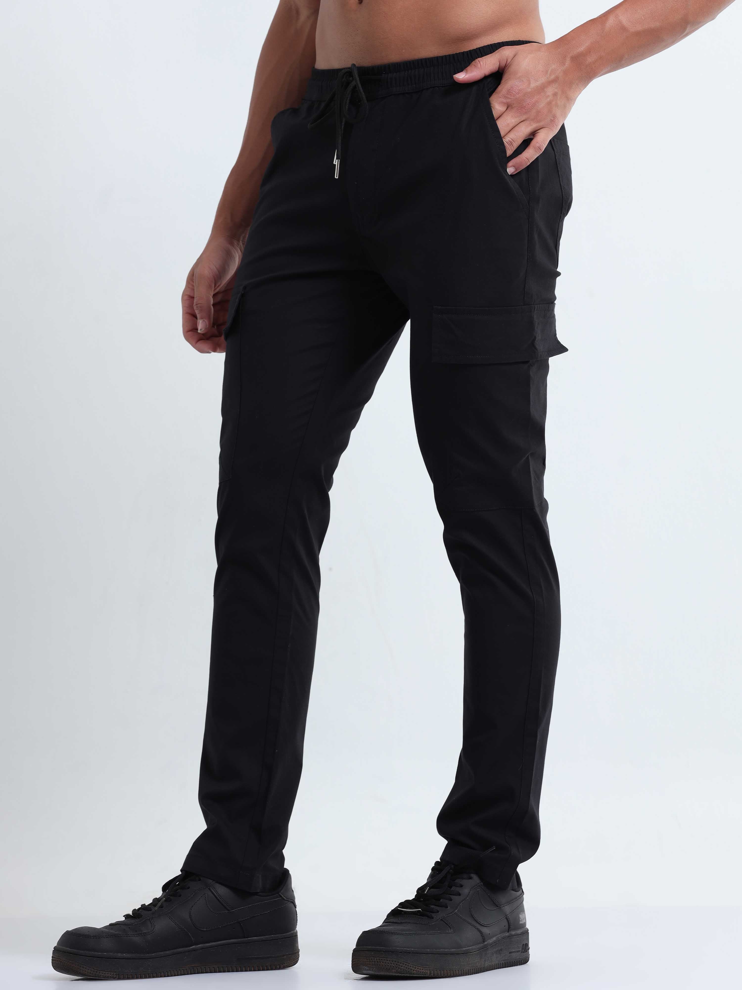 Air Sense Black Cargo Pants for Men