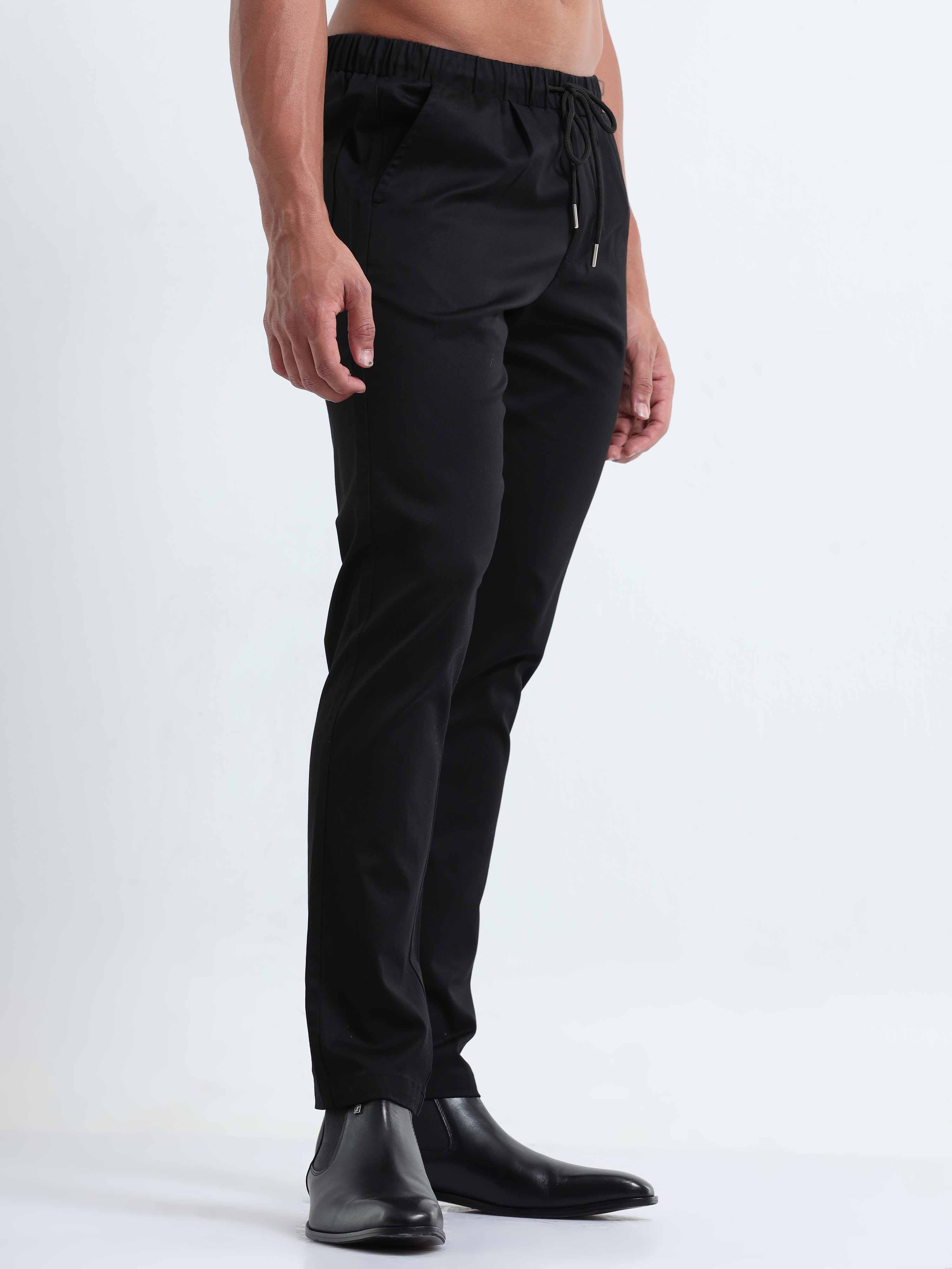 Rich Cotton Black Ankle Pant for Men
