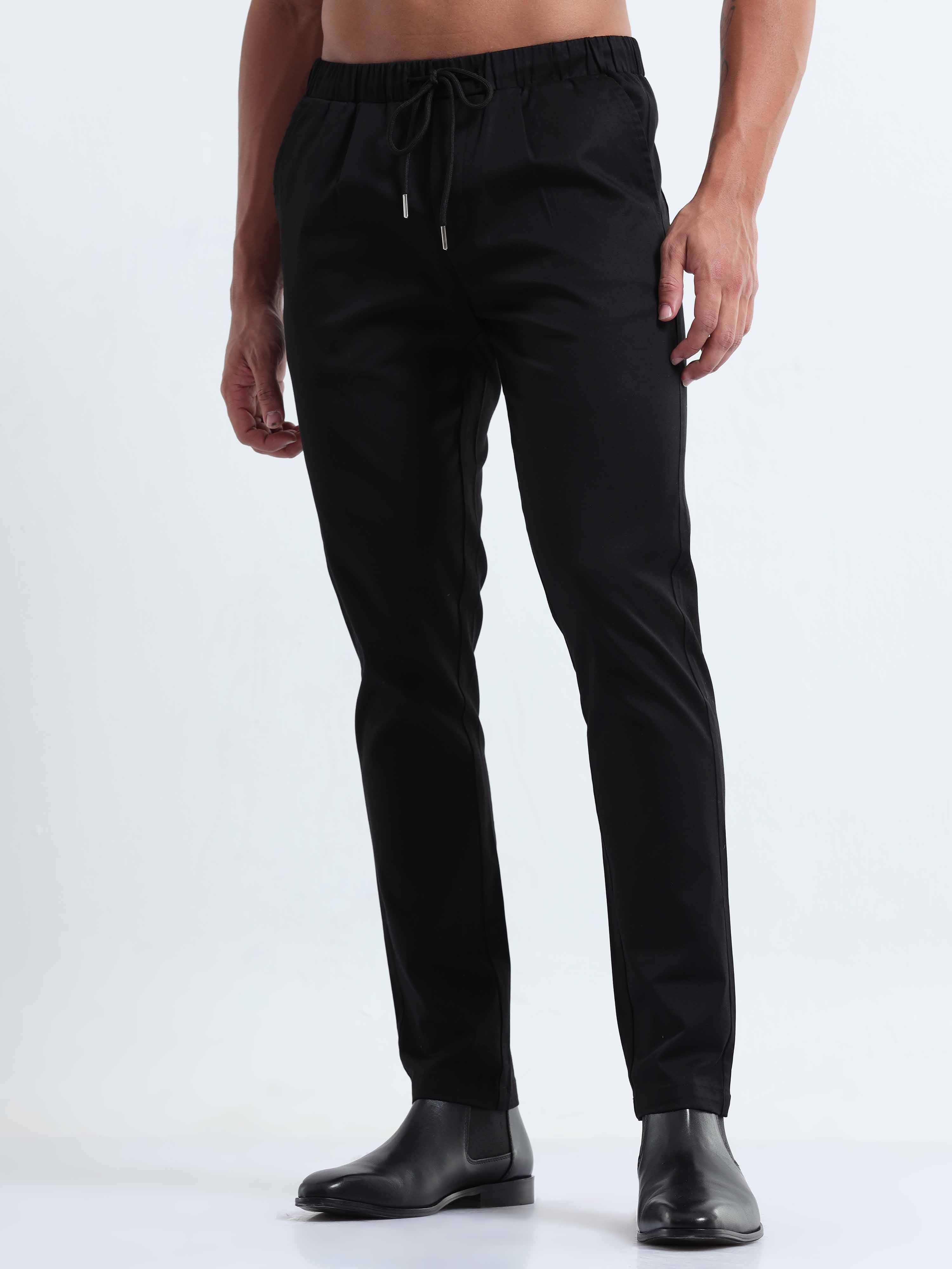 Rich Cotton Black Ankle Pant for Men