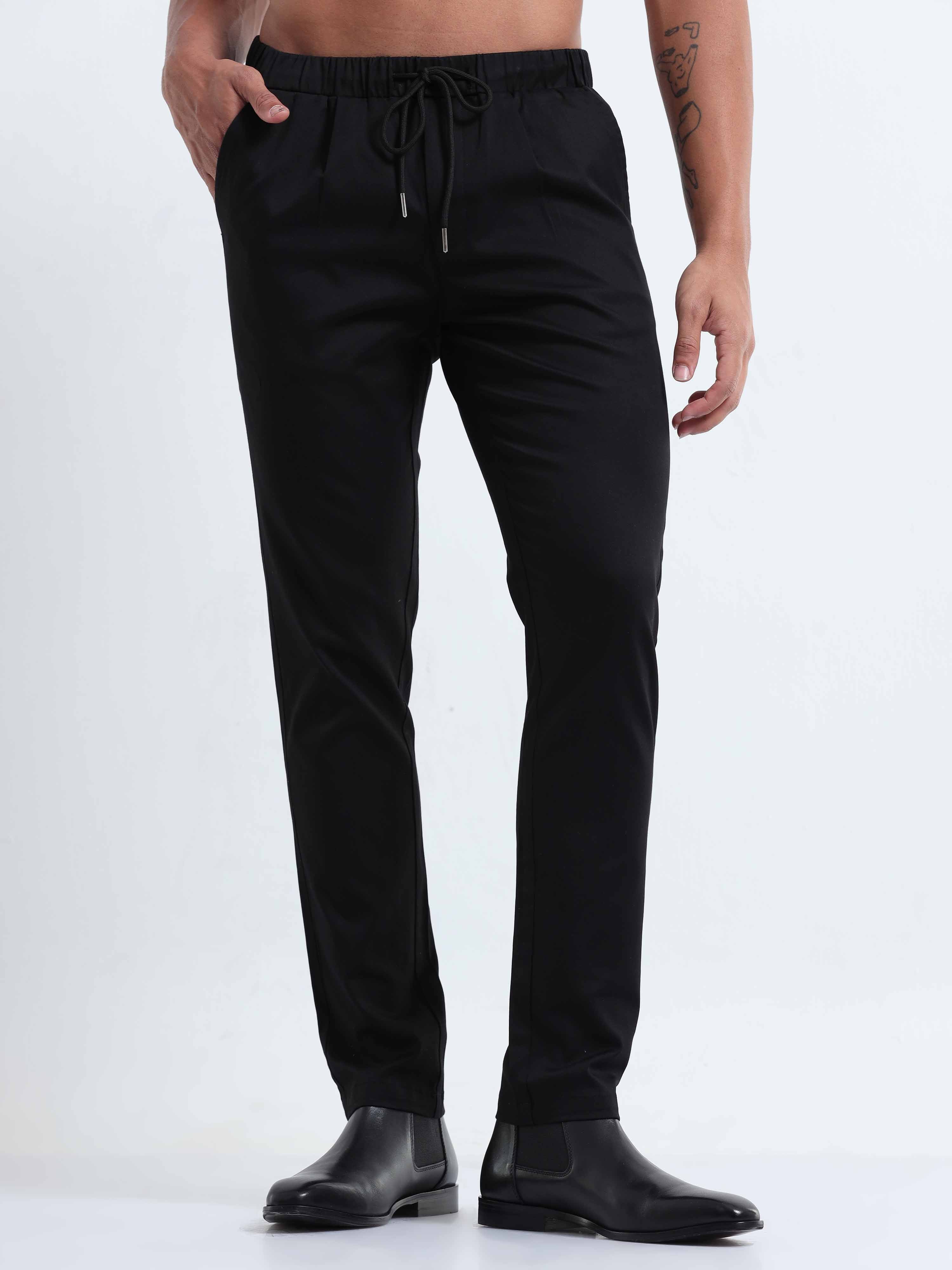 Rich Cotton Black Ankle Pant for Men