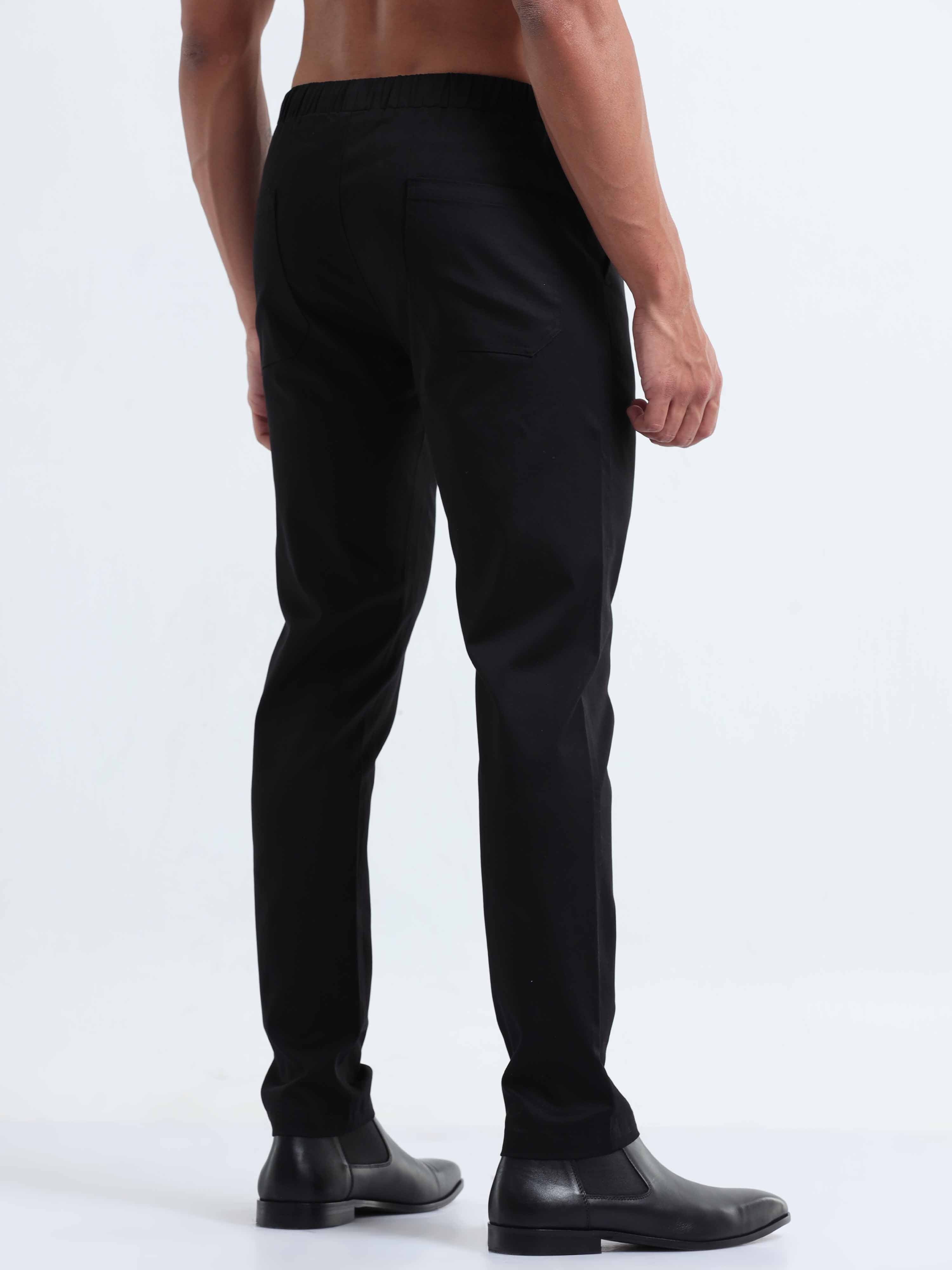 Rich Cotton Black Ankle Pant for Men