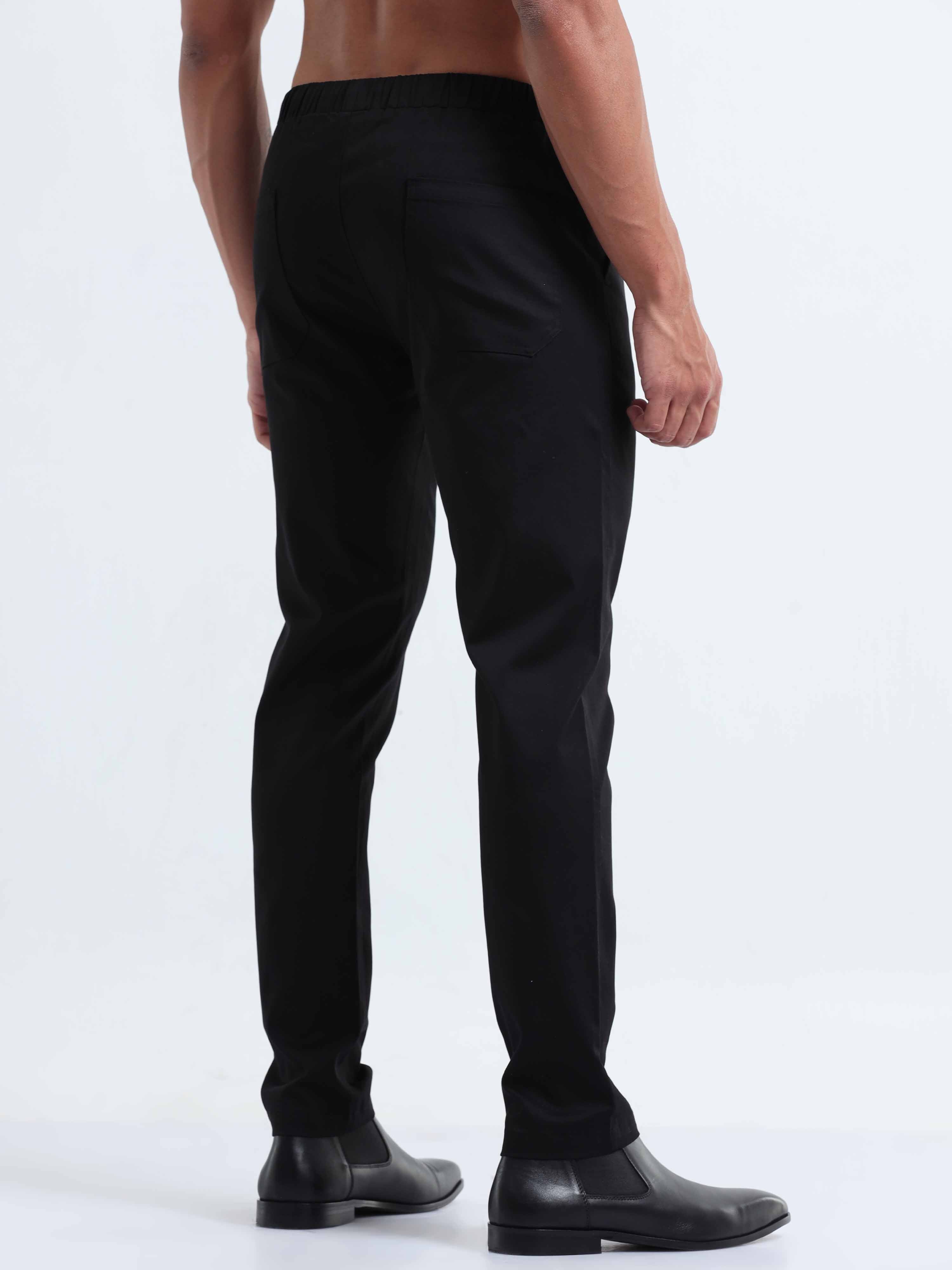 Rich Cotton Black Ankle Pant for Men 