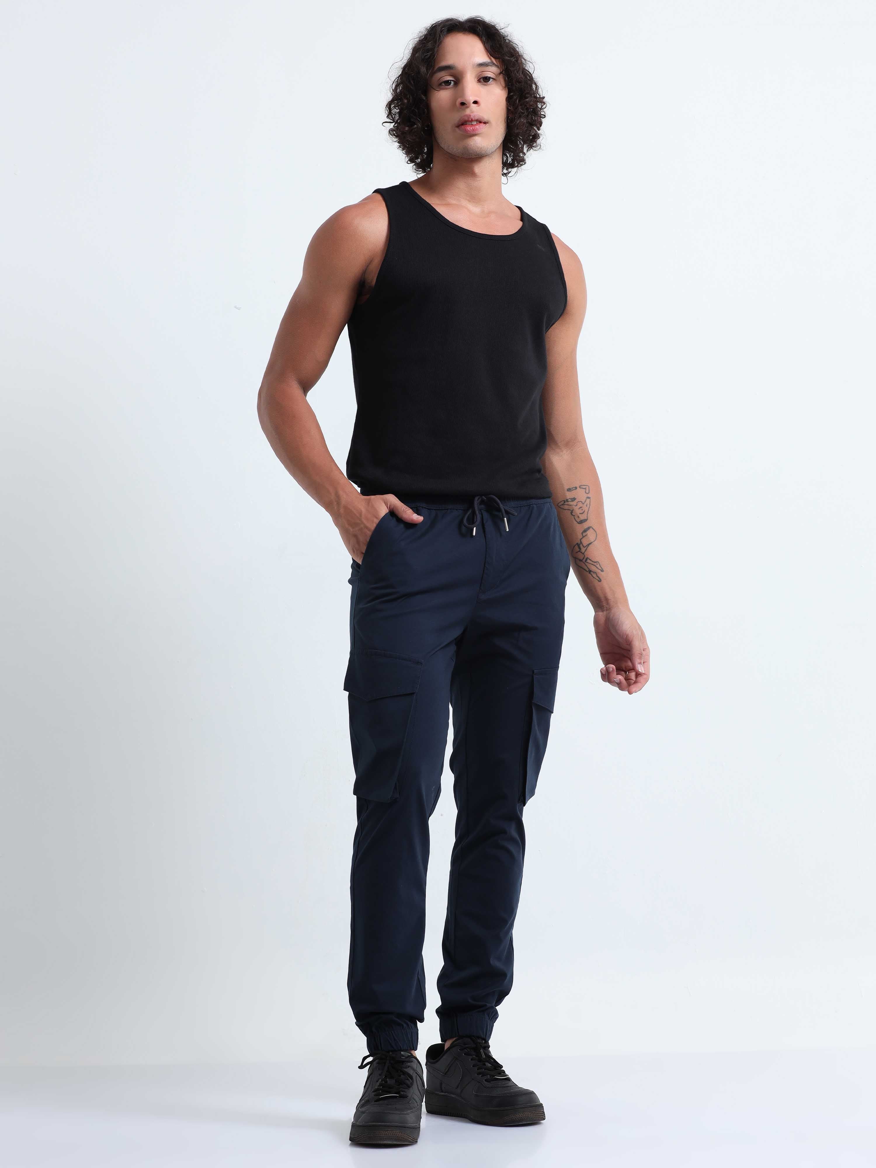 Navy Cargo Joggers for Men