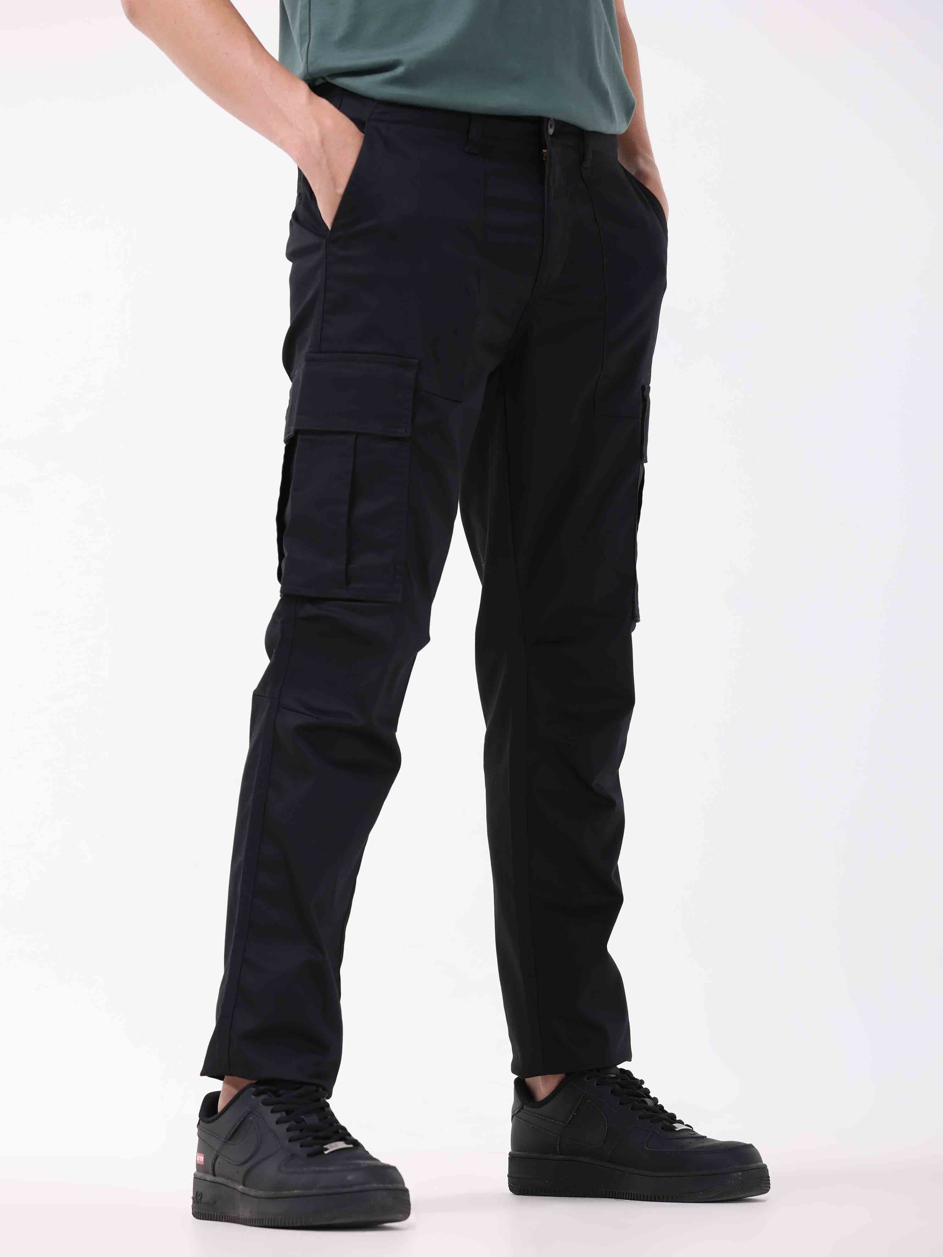 Ultra Stretch Straight Fit Black Cargo