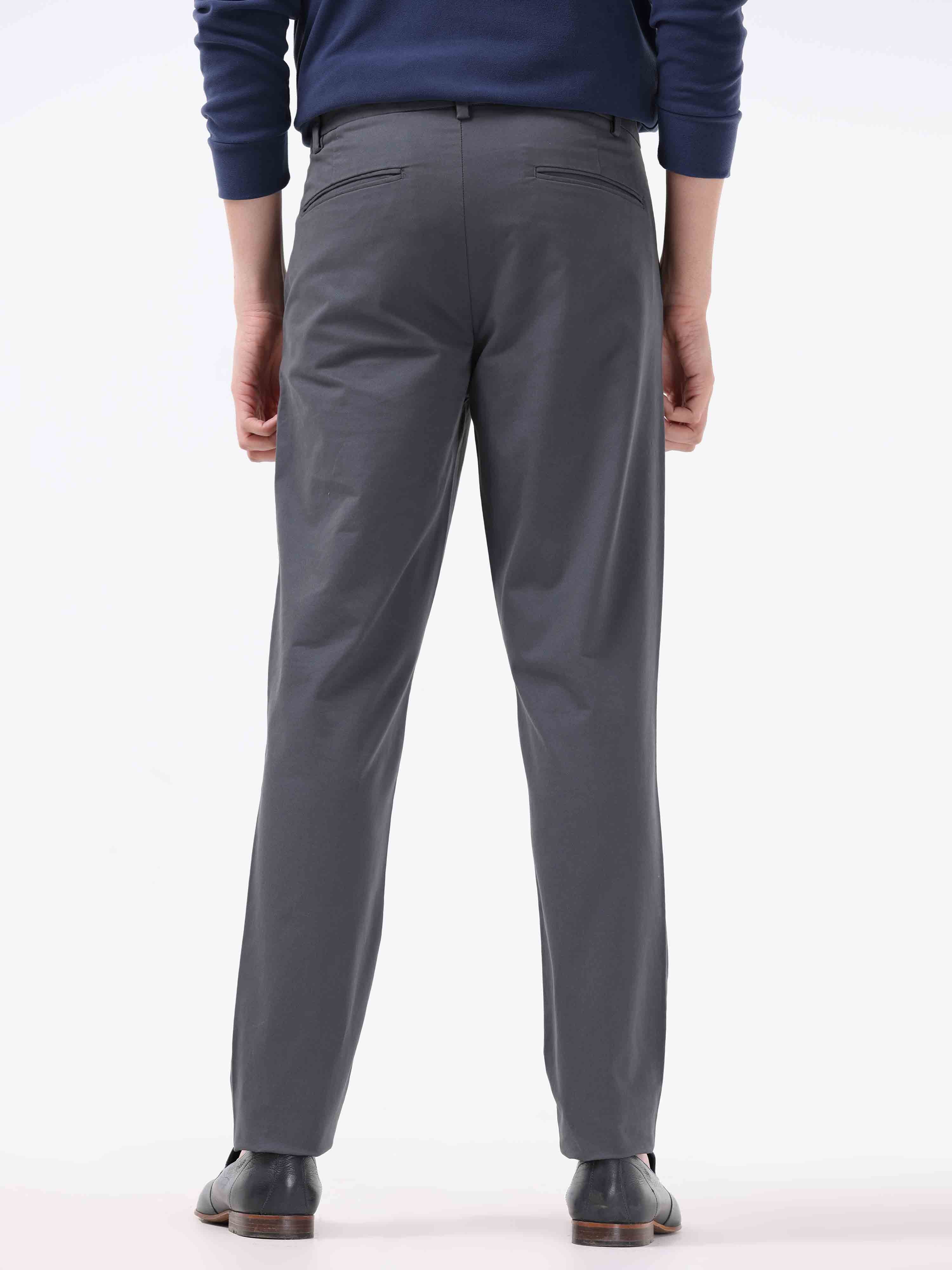 Essential Pleated Dark Grey Fine Twill Pant