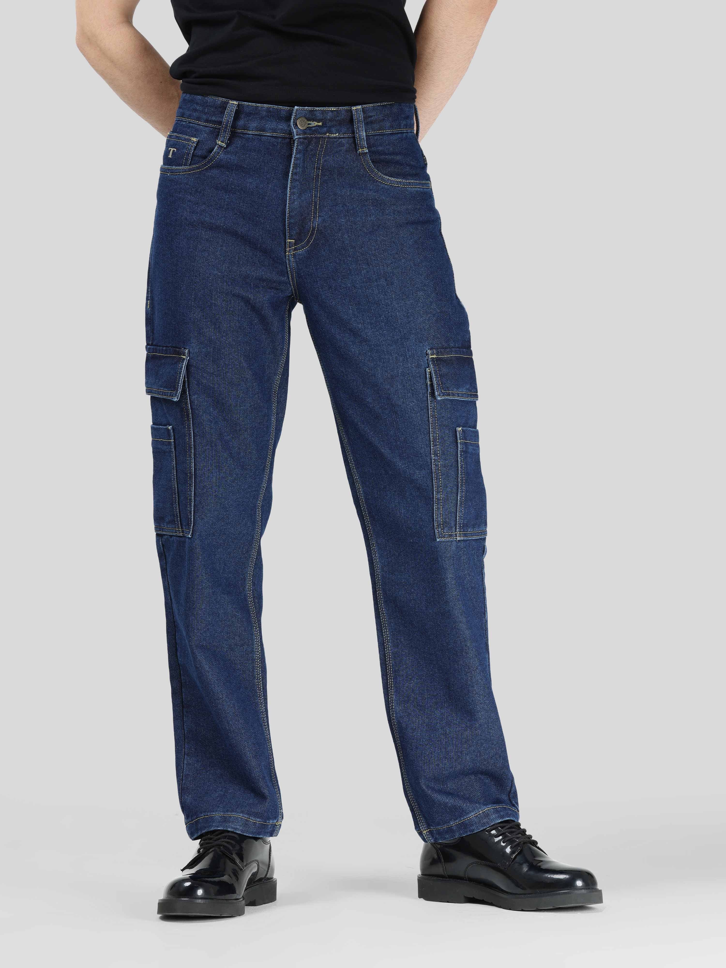 Nile Blue Relaxed Fit Denim Cargo