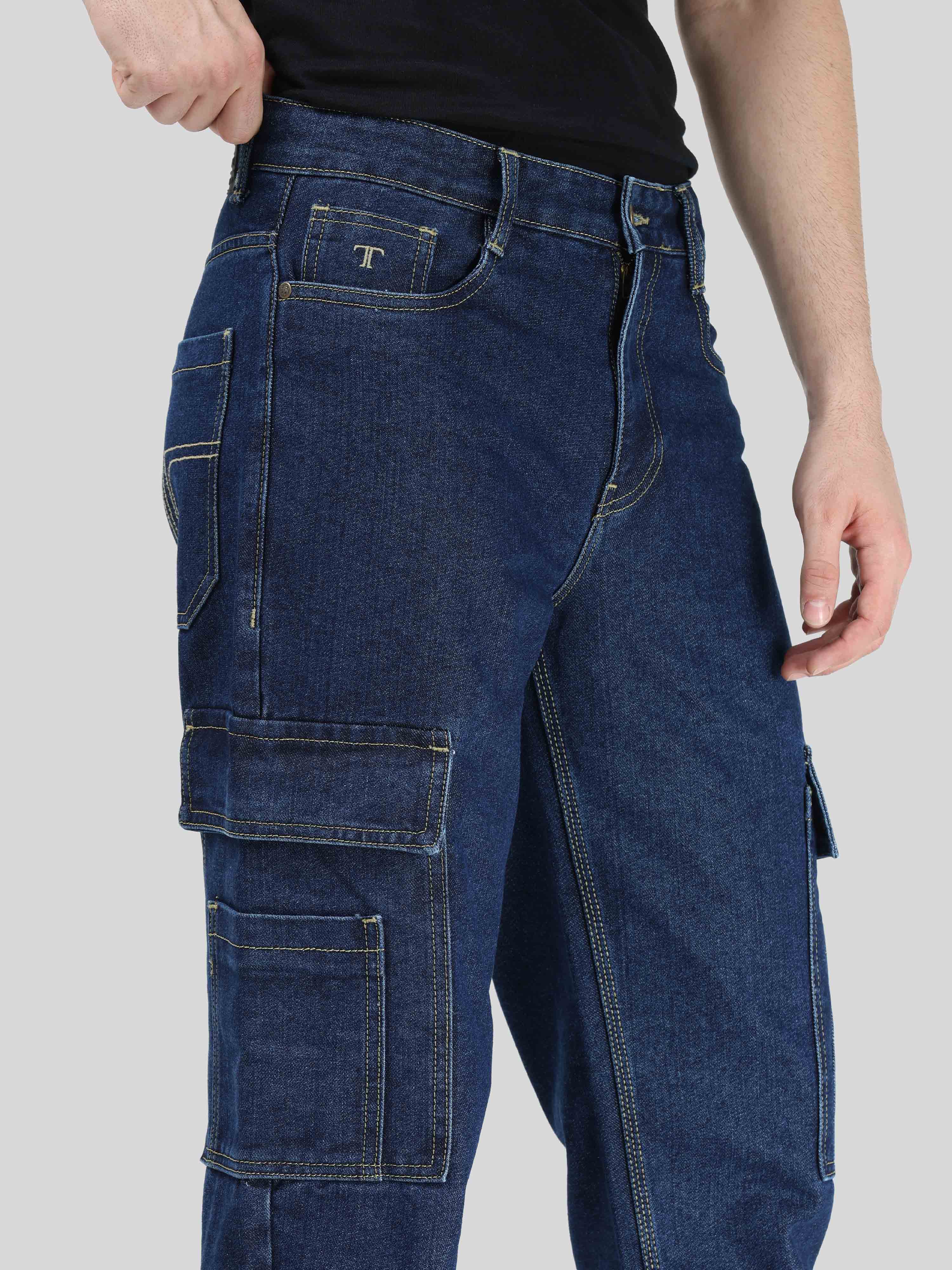 Nile Blue Relaxed Fit Denim Cargo