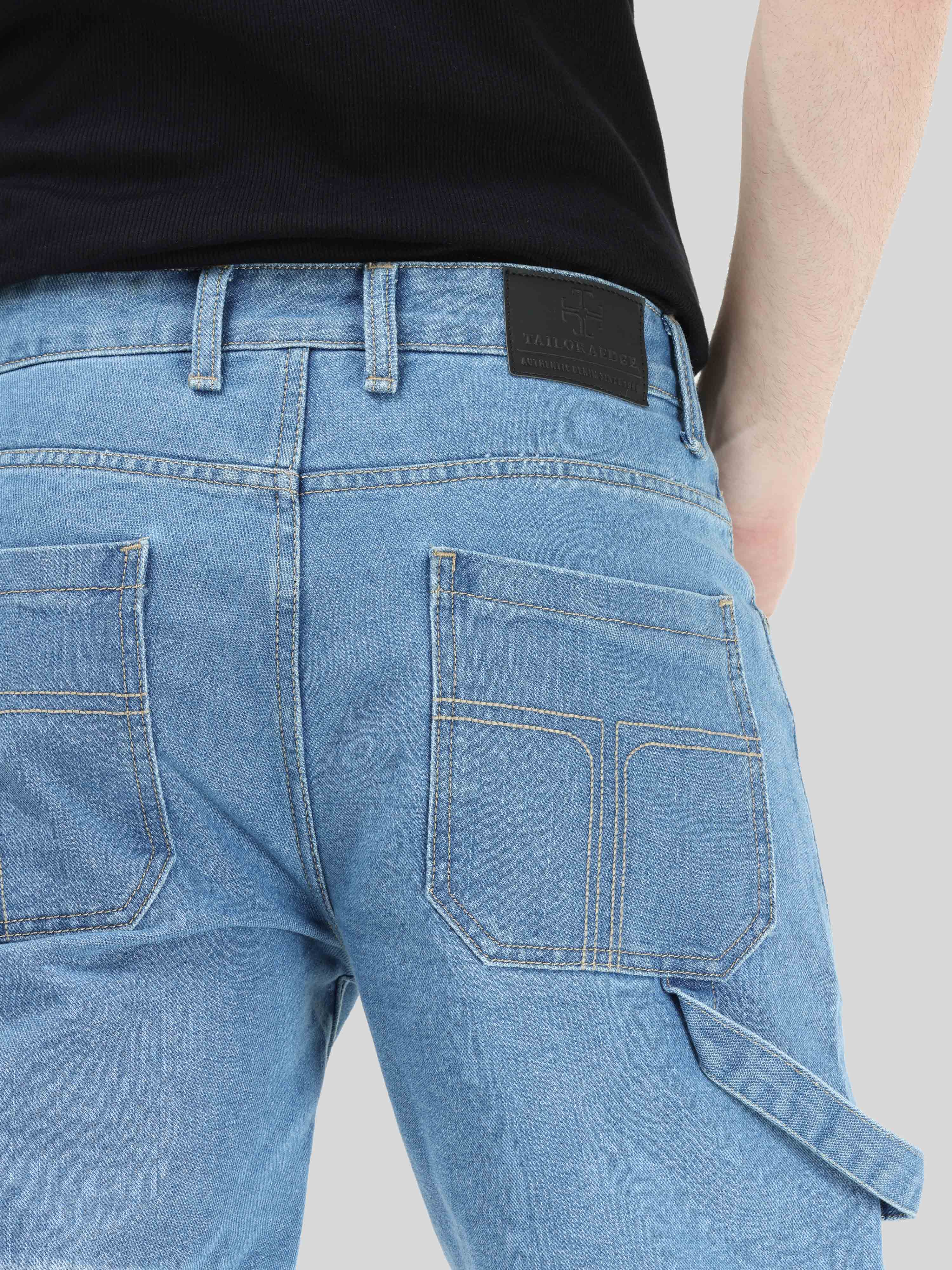Hippe Light Blue Relaxed Fit Denim Cargo