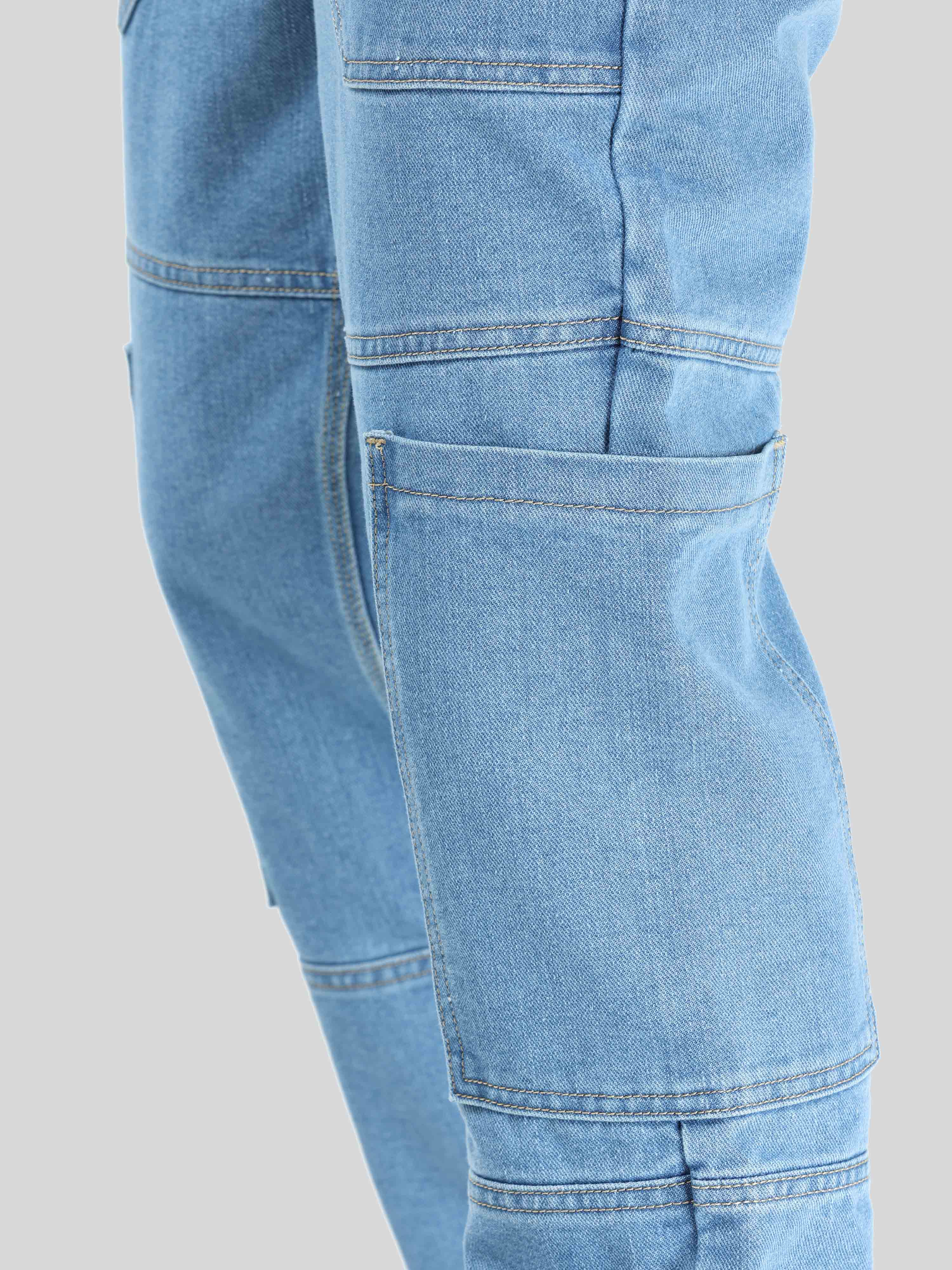 Hippe Light Blue Relaxed Fit Denim Cargo