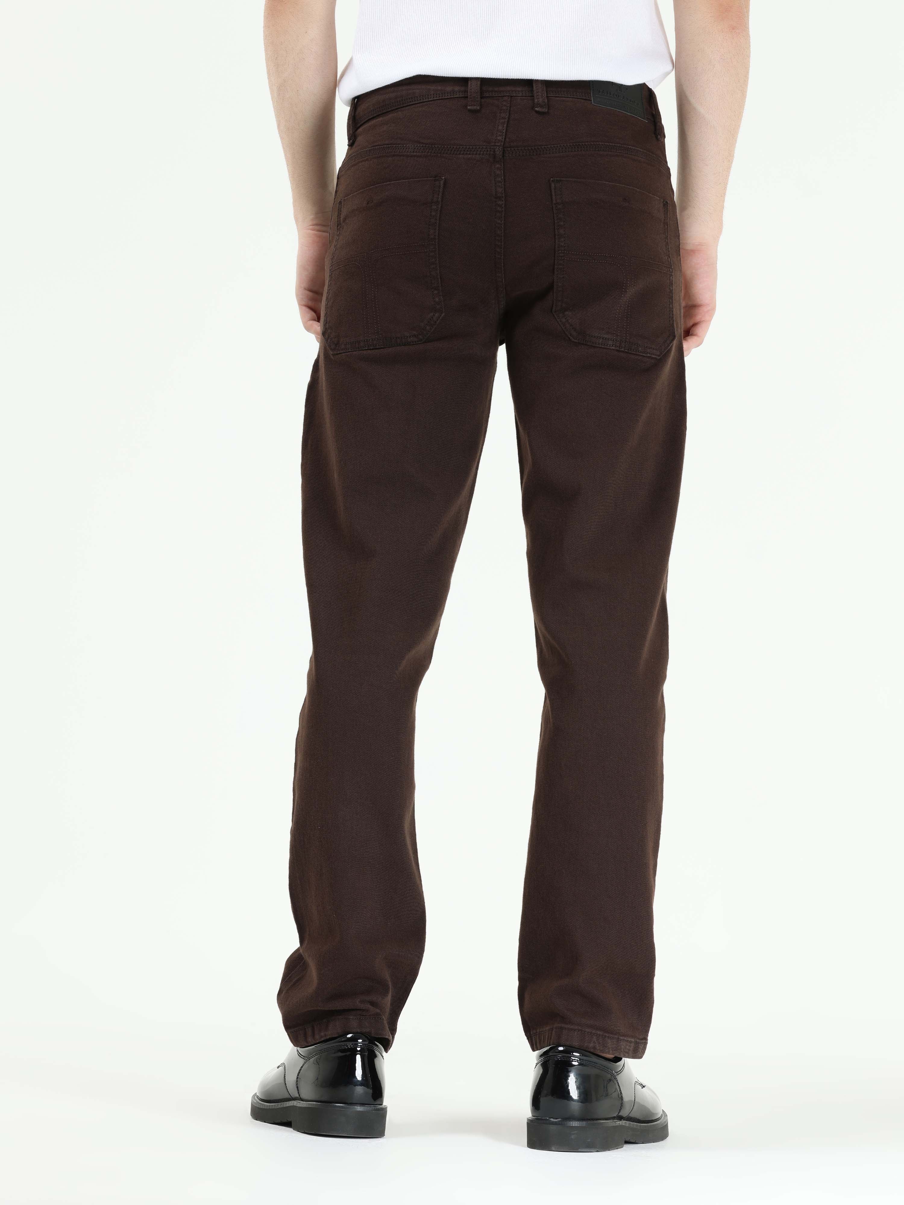Vintage Relaxed Fit Dark Brown Cotton Denim
