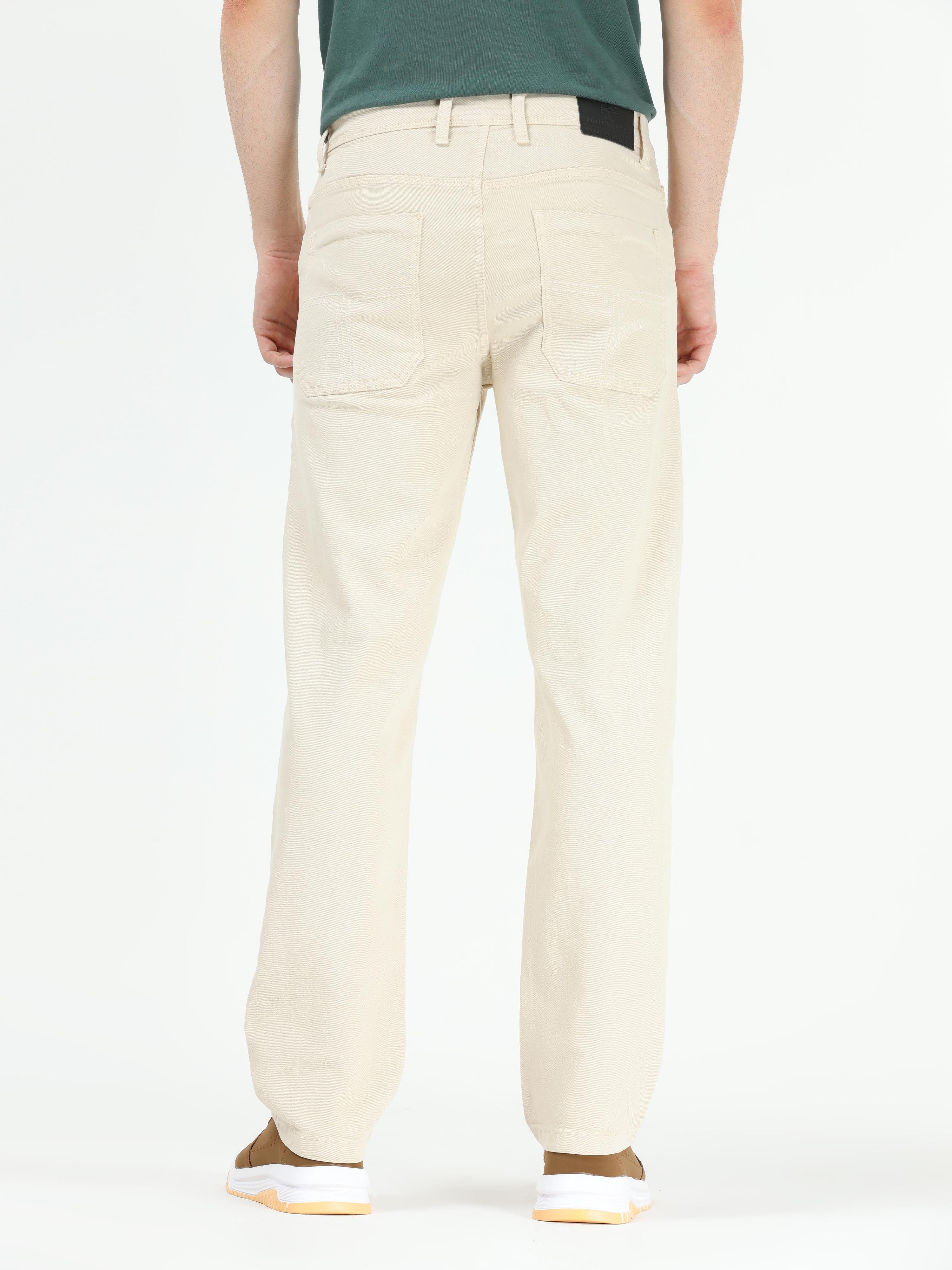 Vintage Relaxed Fit Beige Cotton Denim