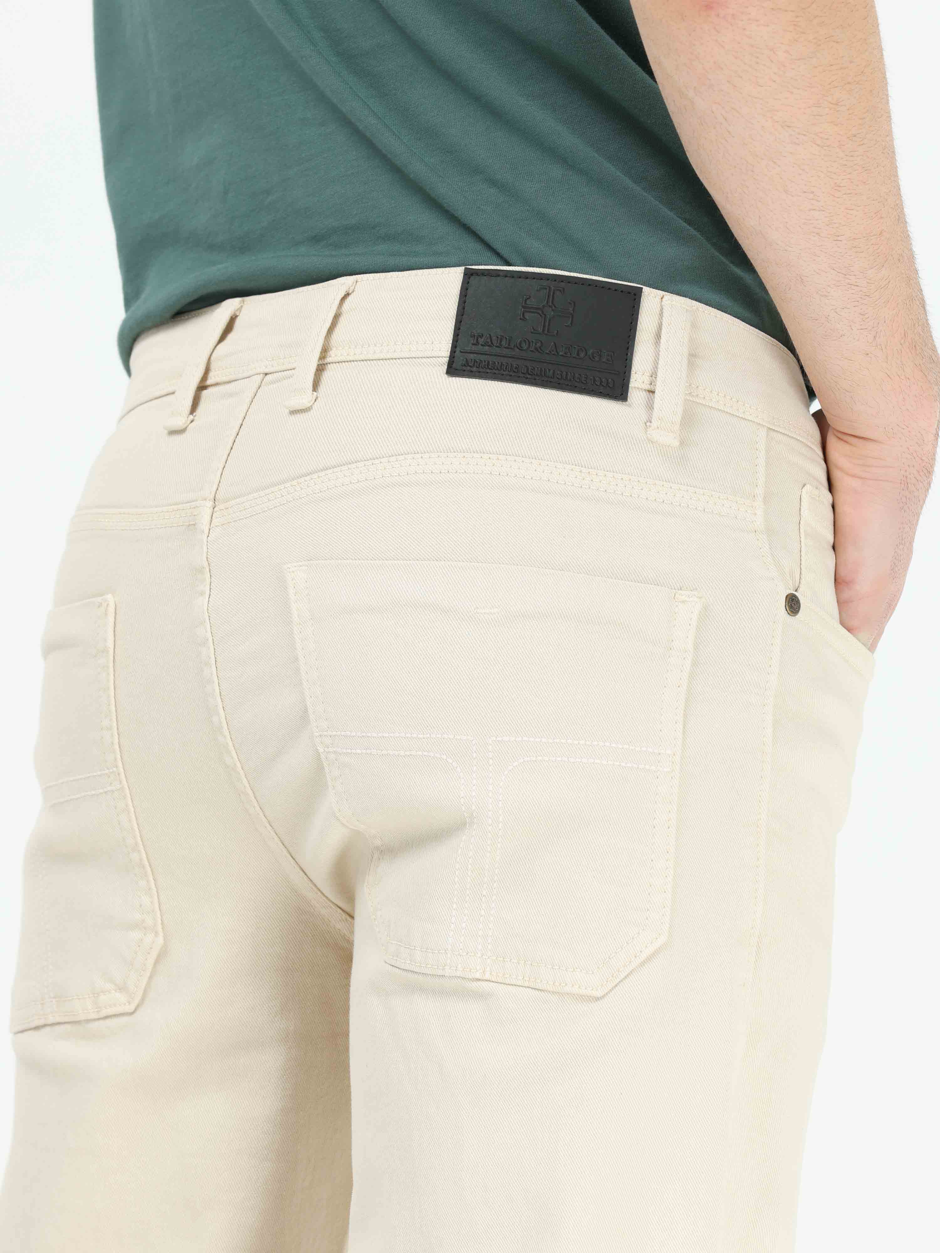 Vintage Relaxed Fit Beige Cotton Denim