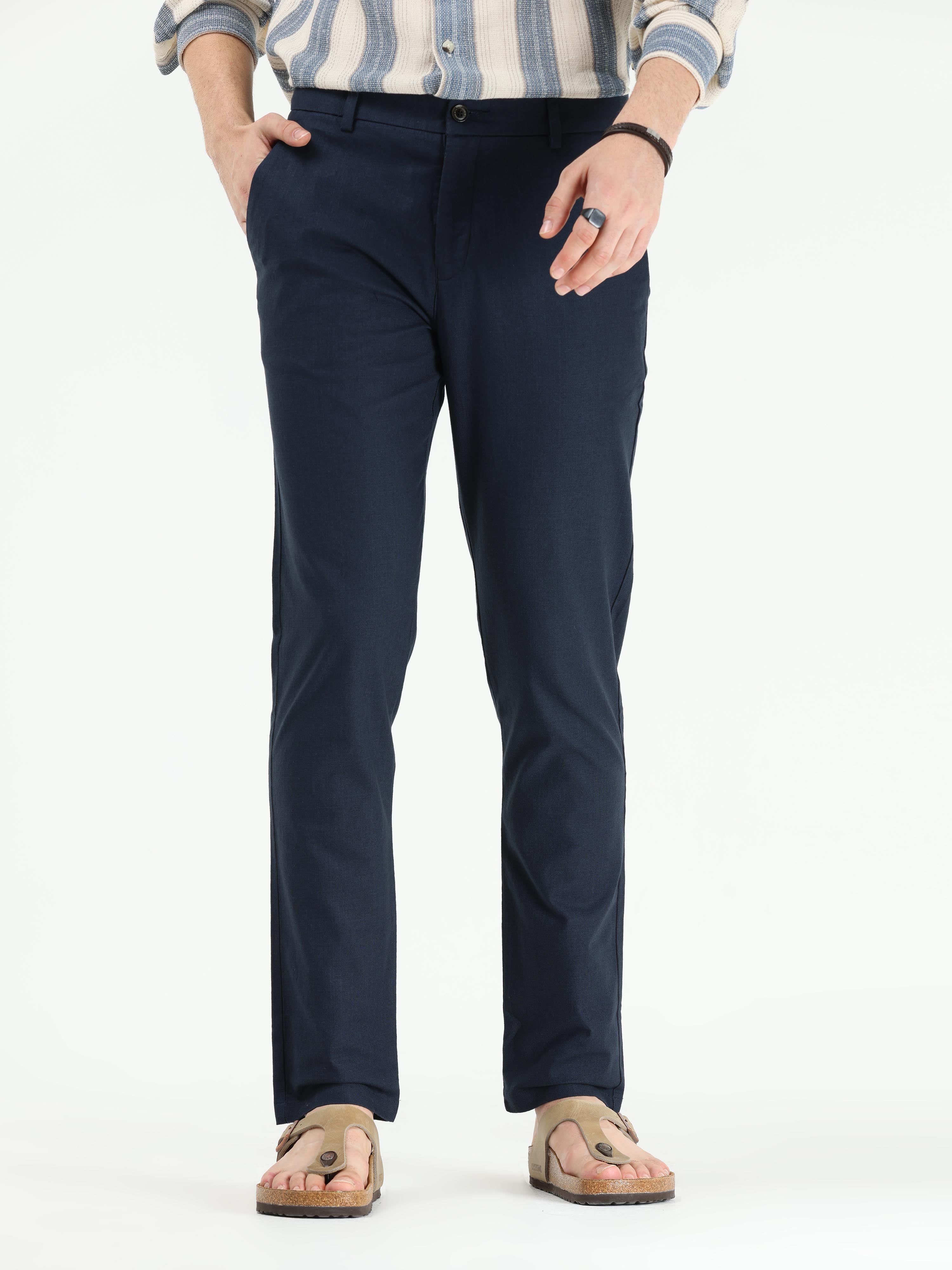 Timeless Cotton Navy Linen Chino