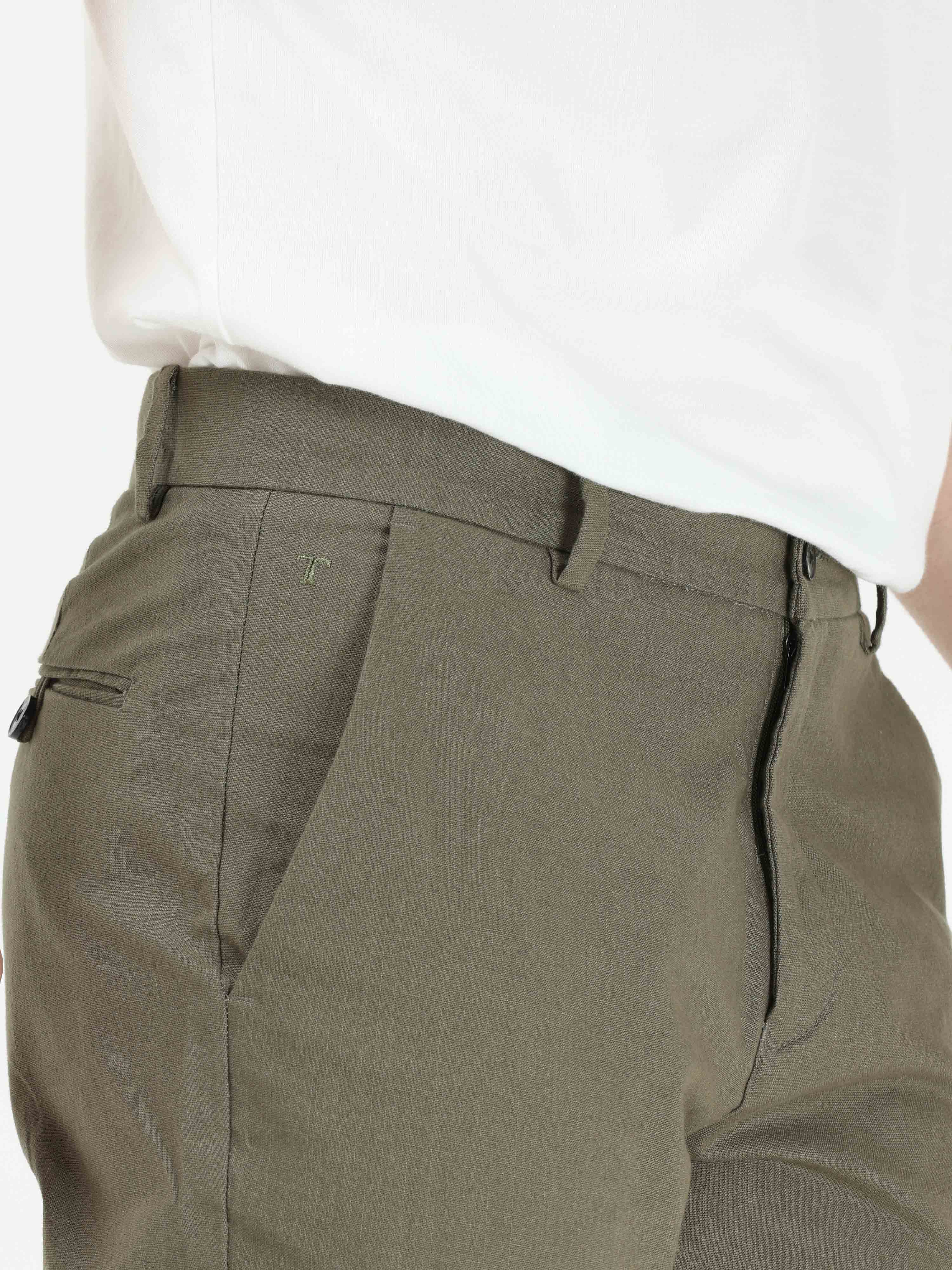 Timeless Cotton Pine Olive Linen Chino