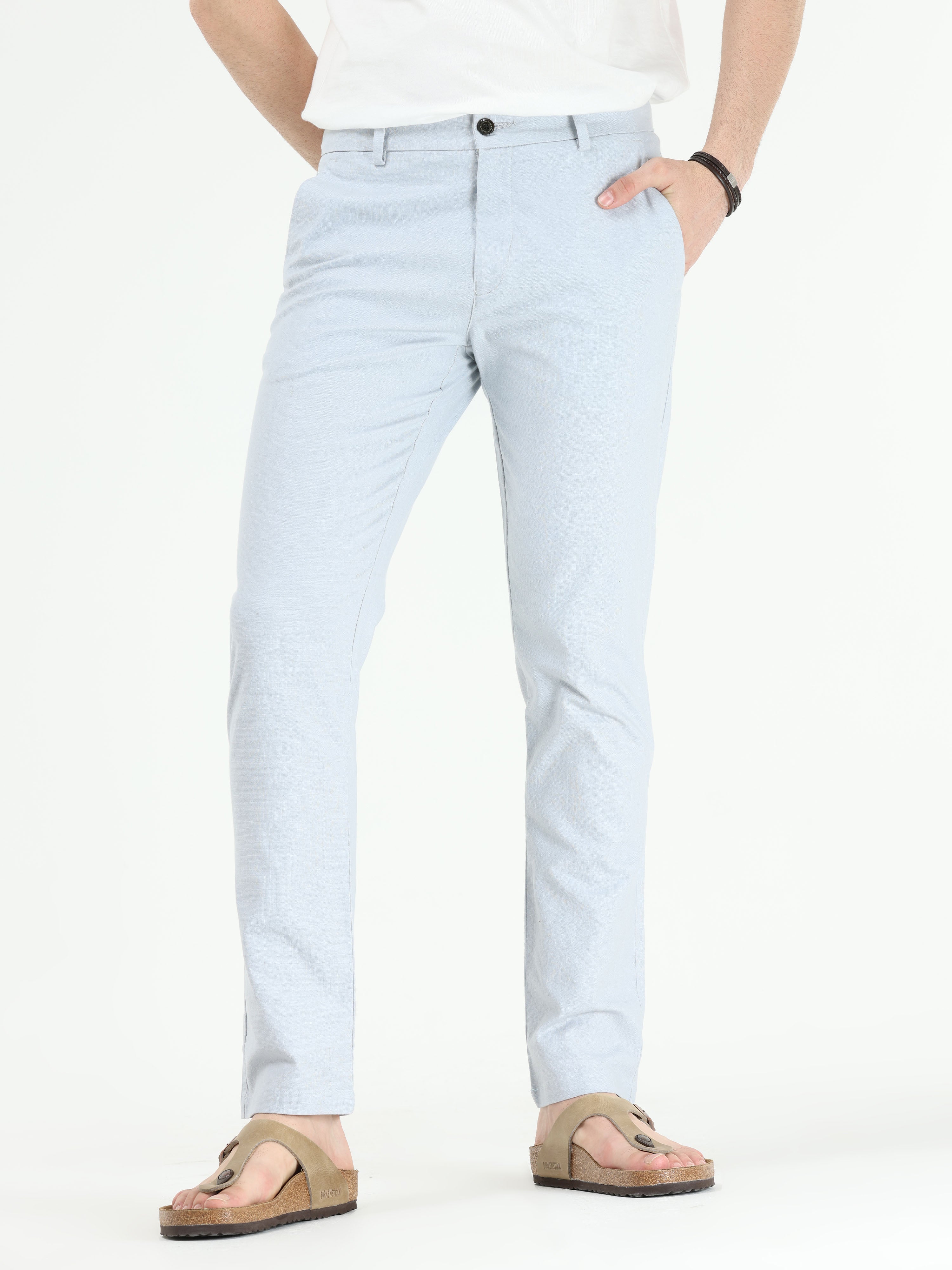 Timeless Cotton Sky Blue Linen Chino