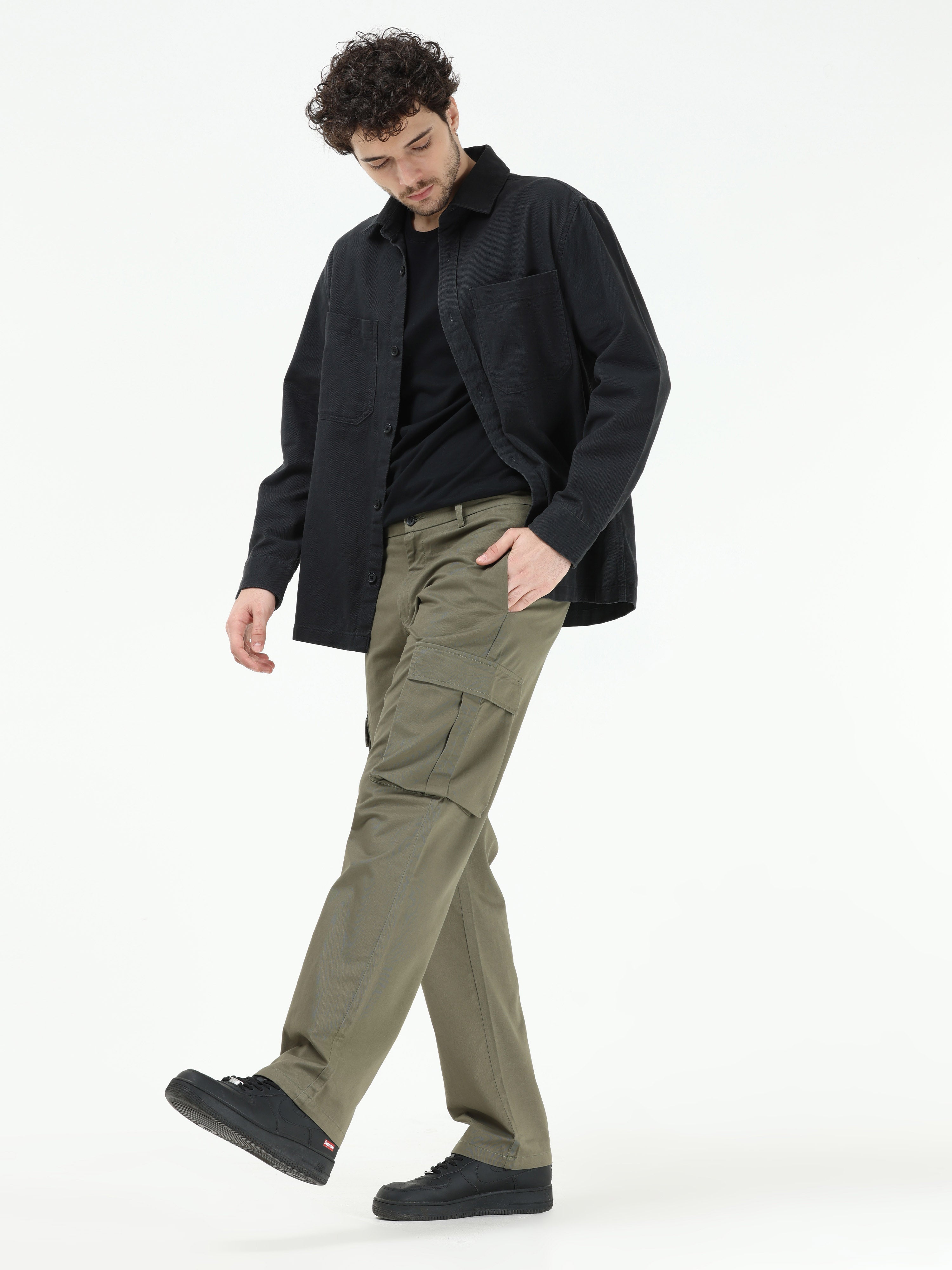 Finest Twill Olive Baggy Fit Cargo