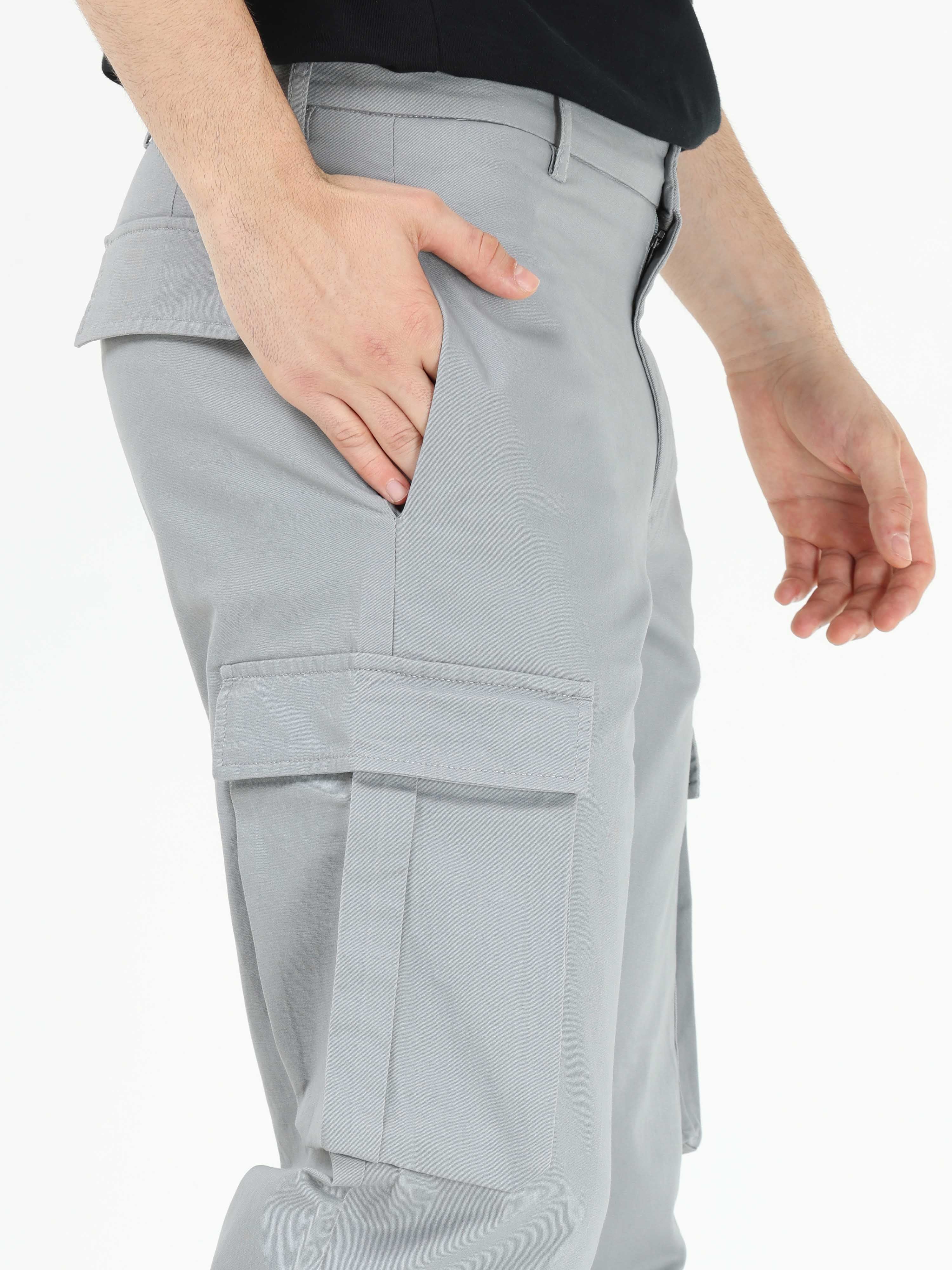 Finest Twill Light Grey Baggy Fit Cargo