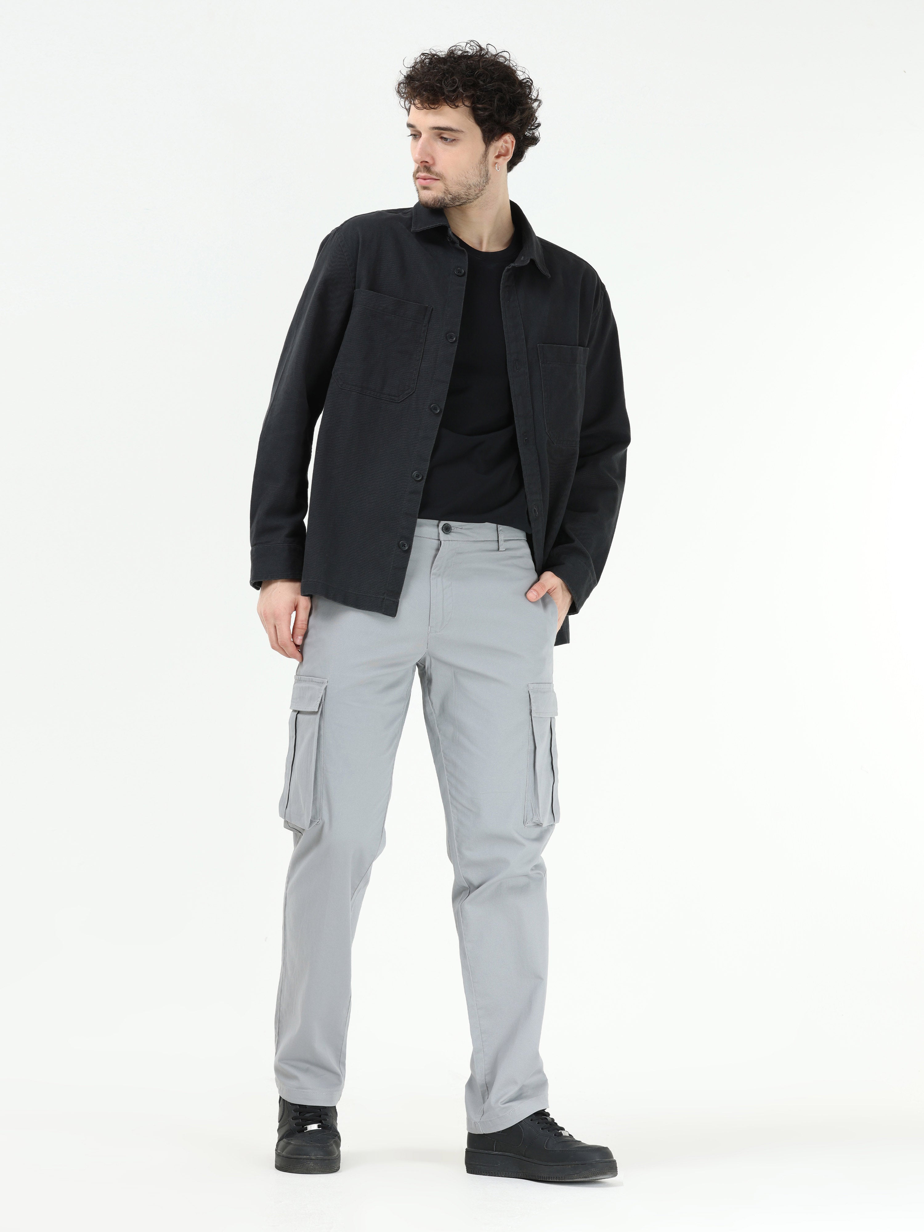 Finest Twill Light Grey Baggy Fit Cargo
