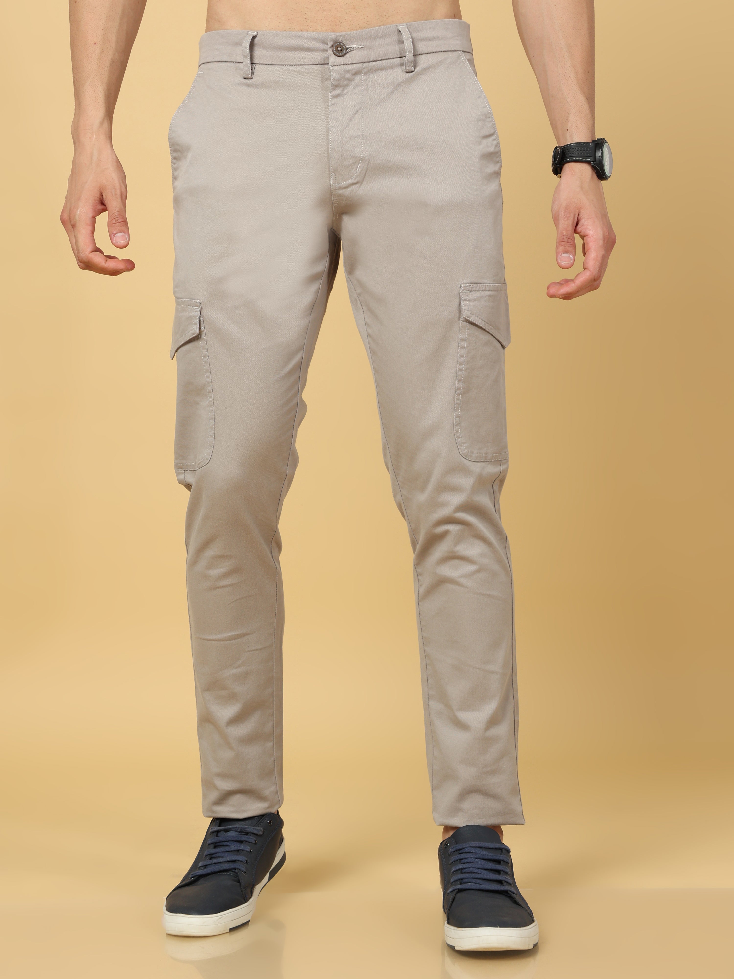 Basic Light Grey Slim Fit Cargo