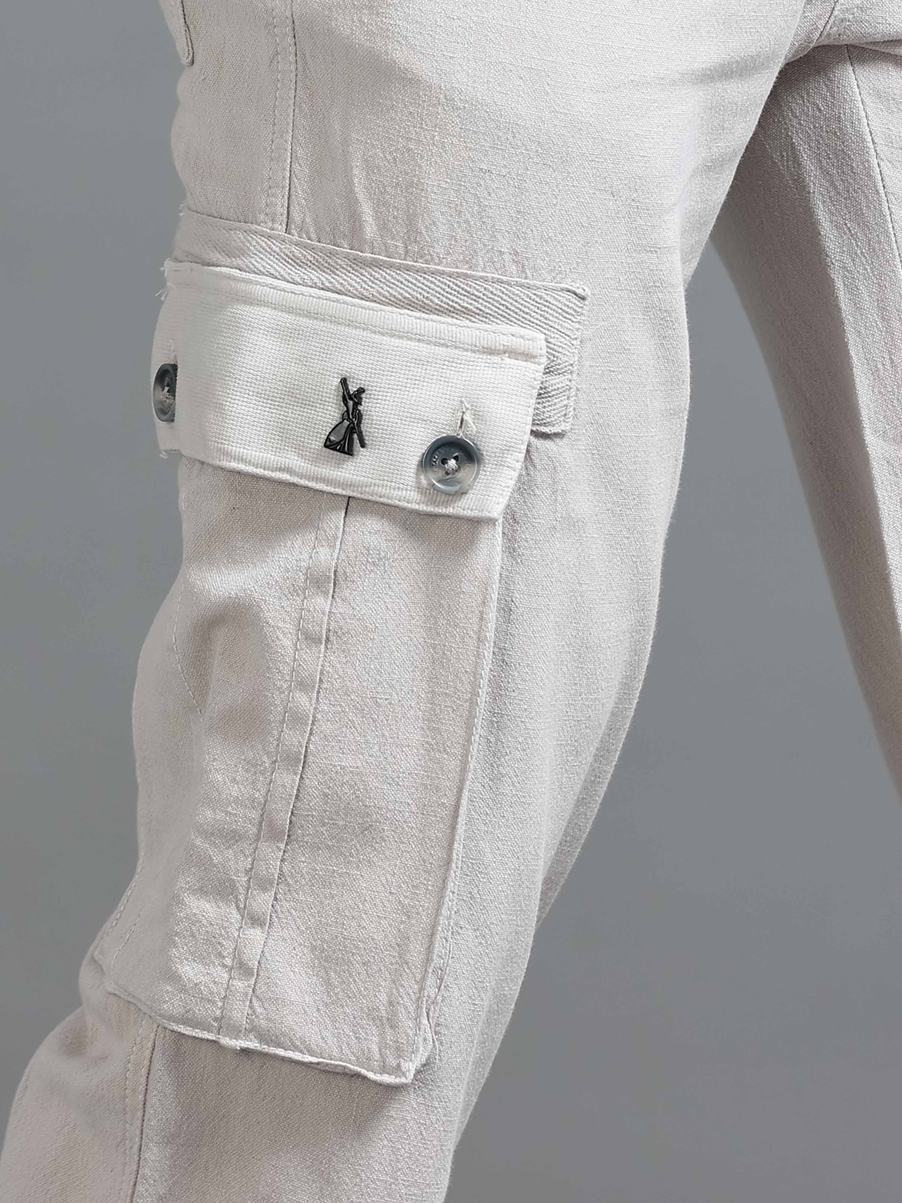 Nomade Utility Linen Cargo In Light Grey