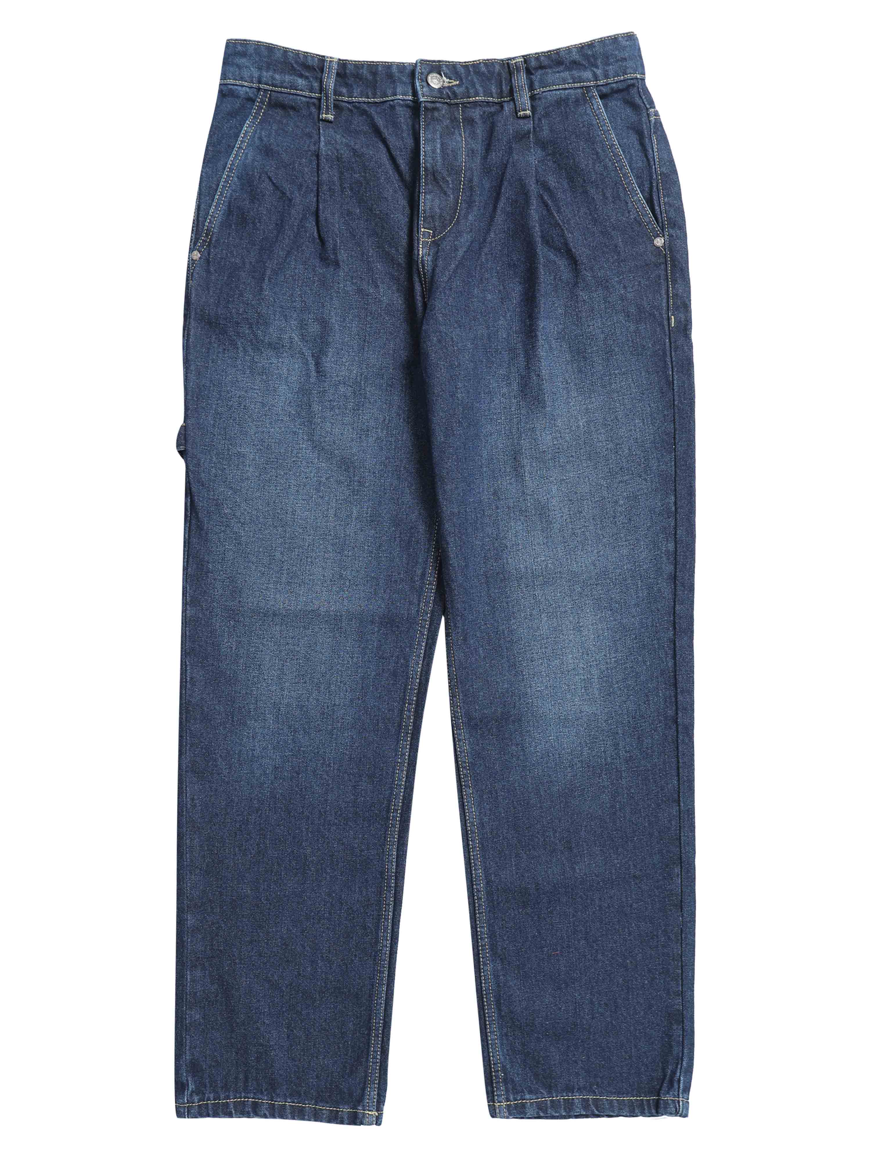 Duca Relaxed Dark Blue Pleated Denim