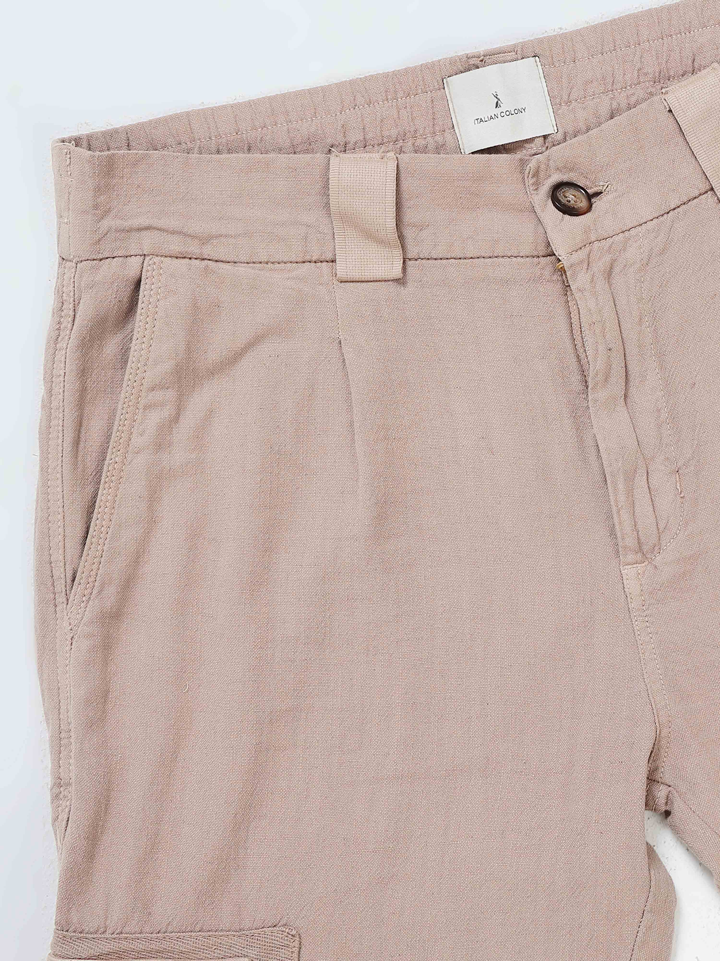 Nomade Utility Linen Cargo In Beige