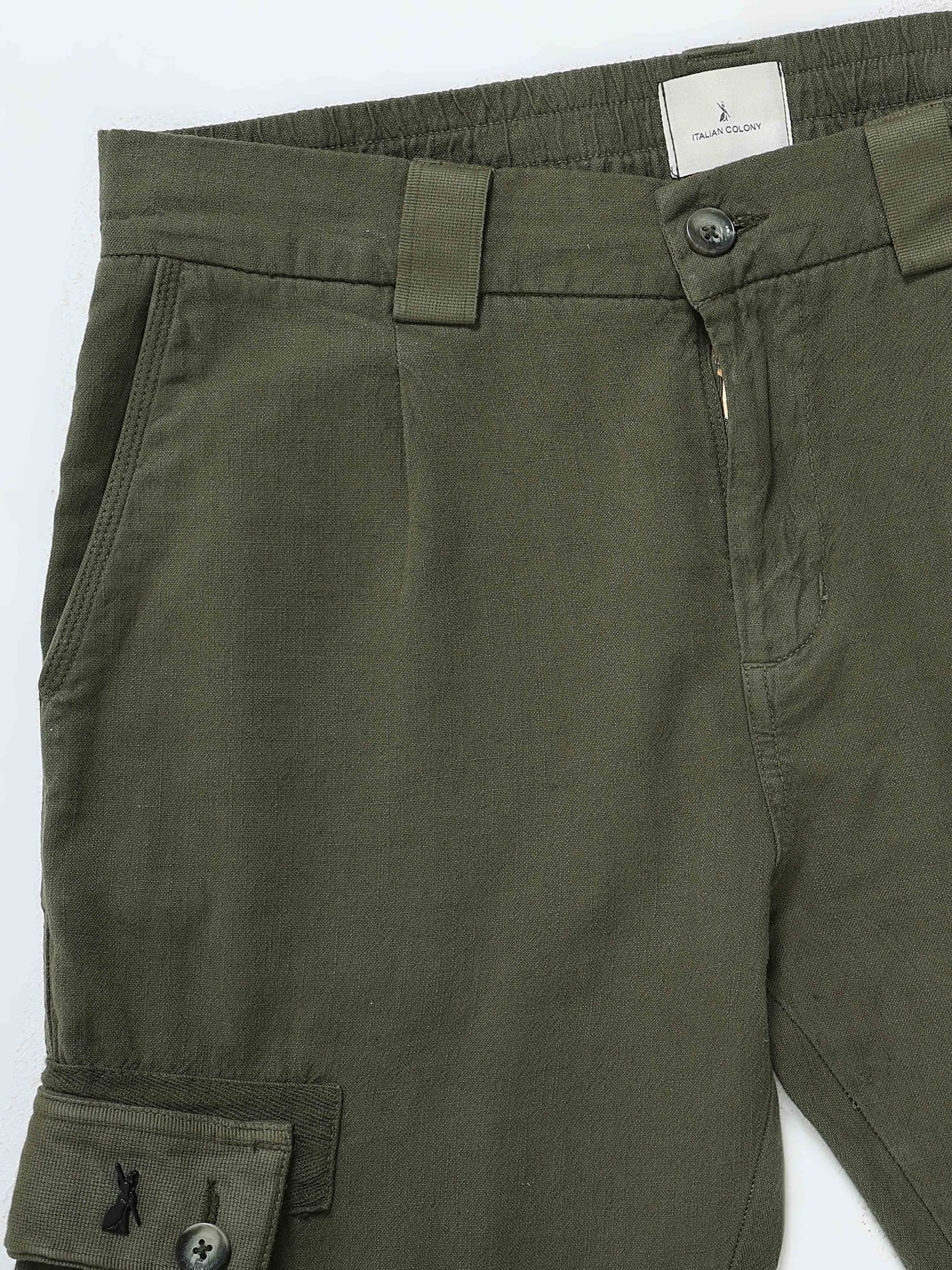 Nomade Utility Linen Cargo In Olive