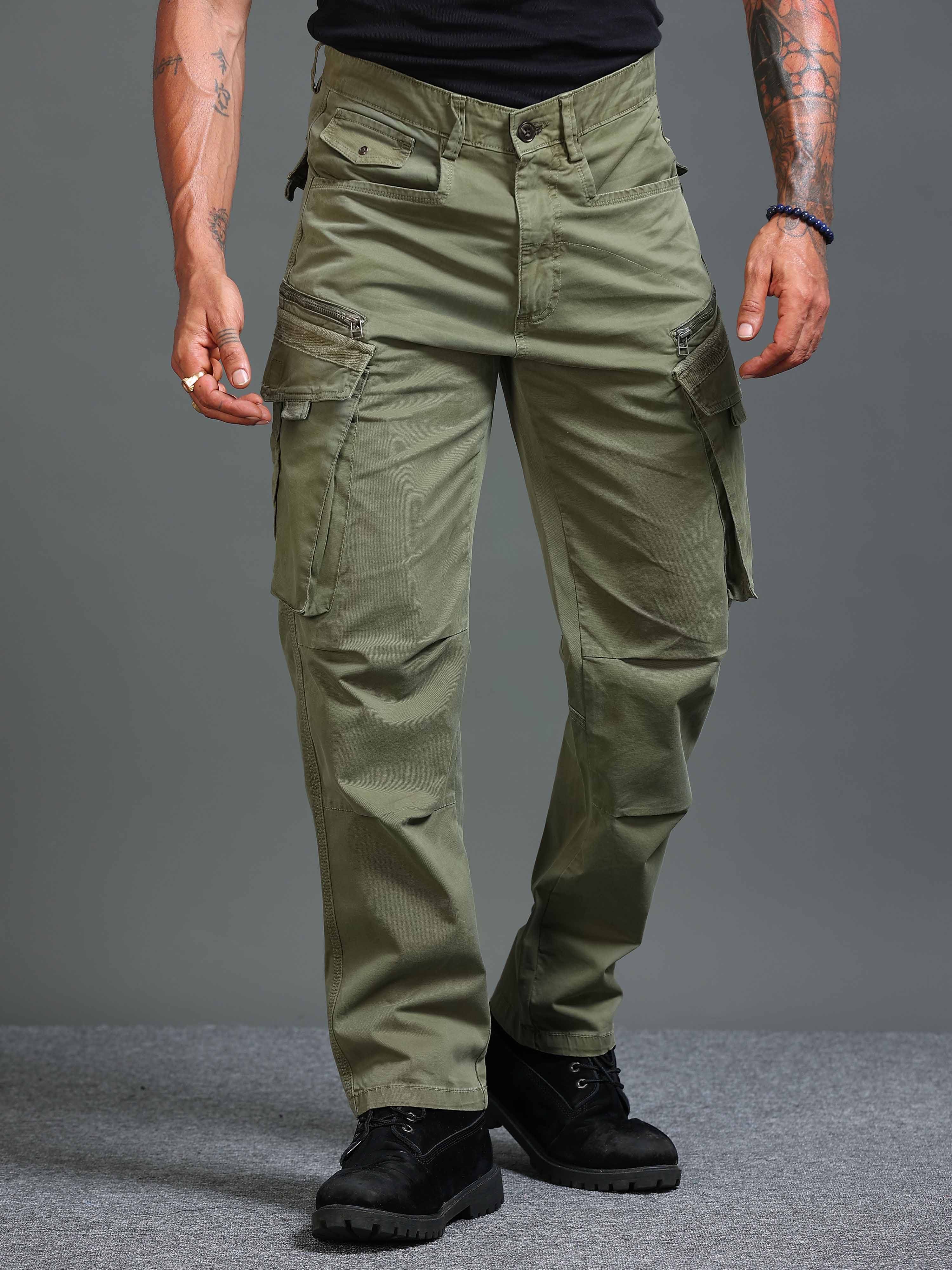 Rugged Zip Cargo Pant in Light Olive