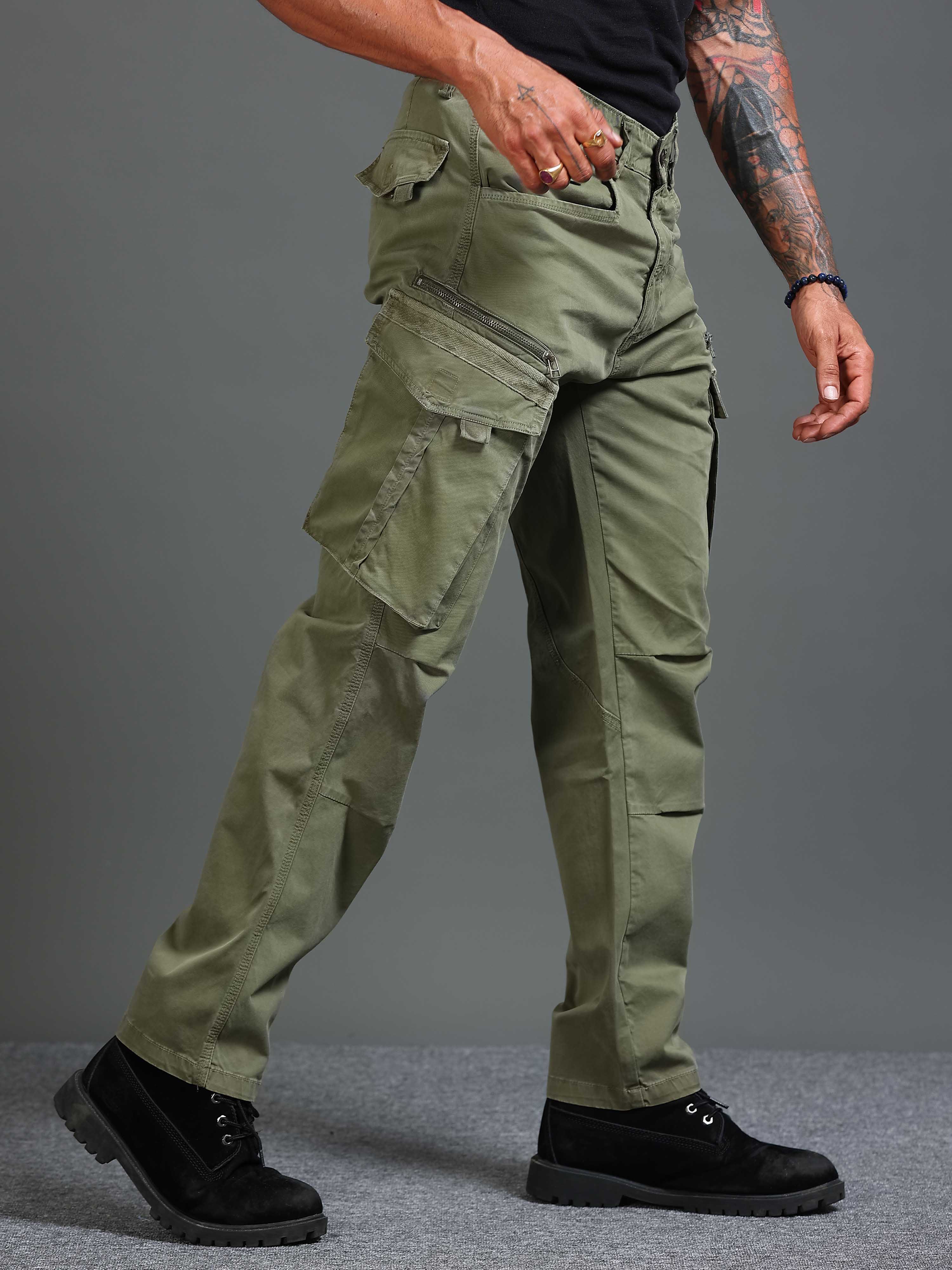 Rugged Zip Cargo Pant in Light Olive