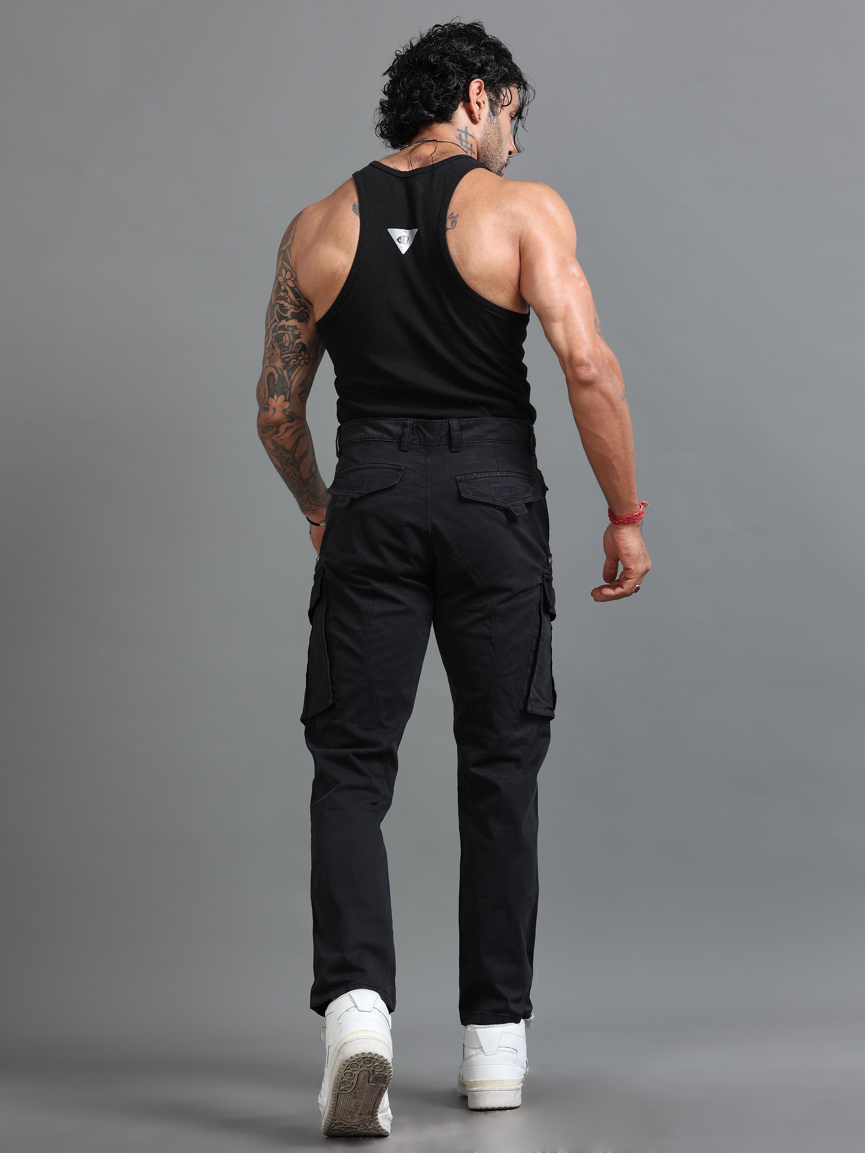 Rugged Zip Cargo Pants In Black