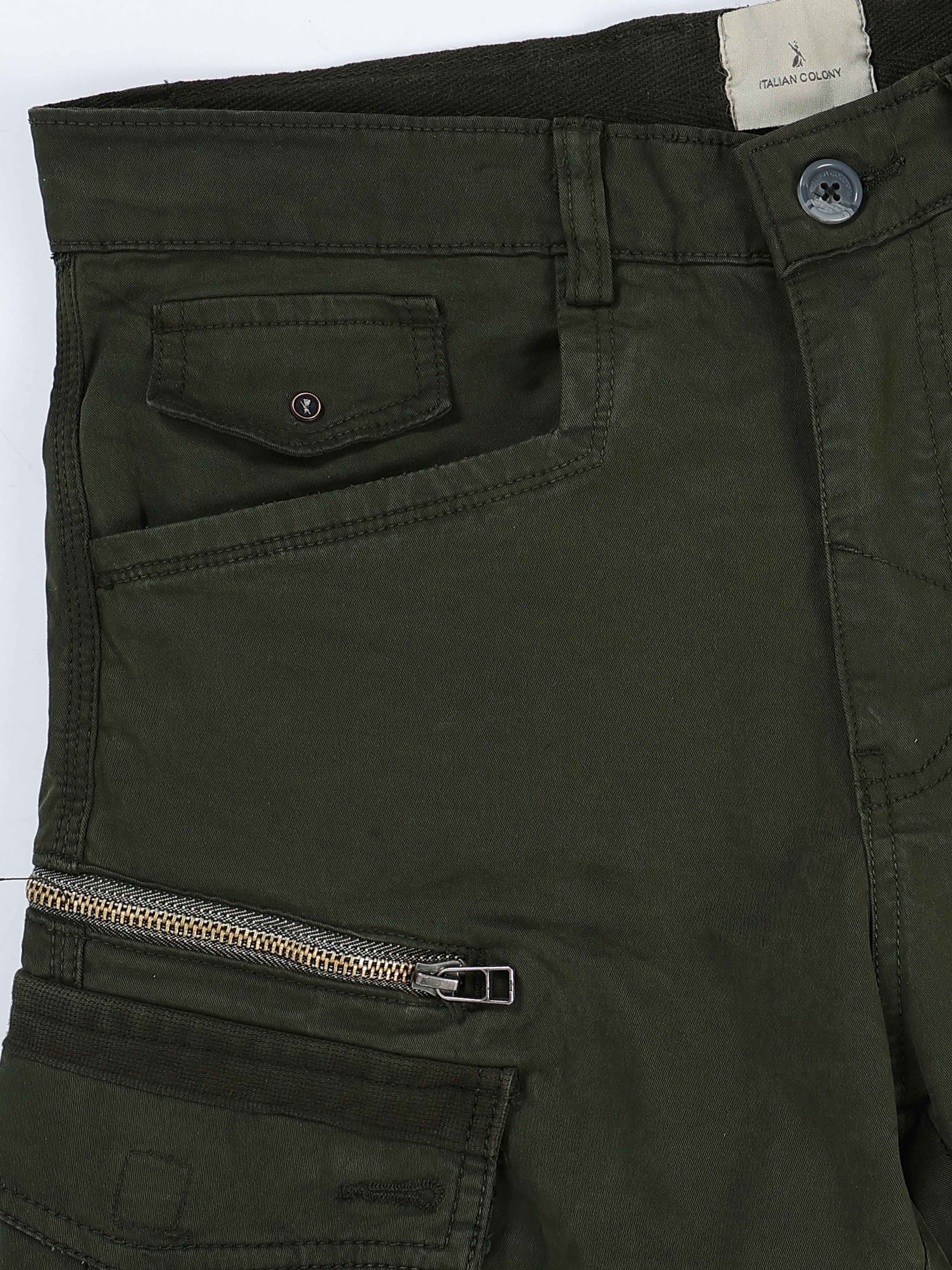 Rugged Zip Cargo Pants In Olive