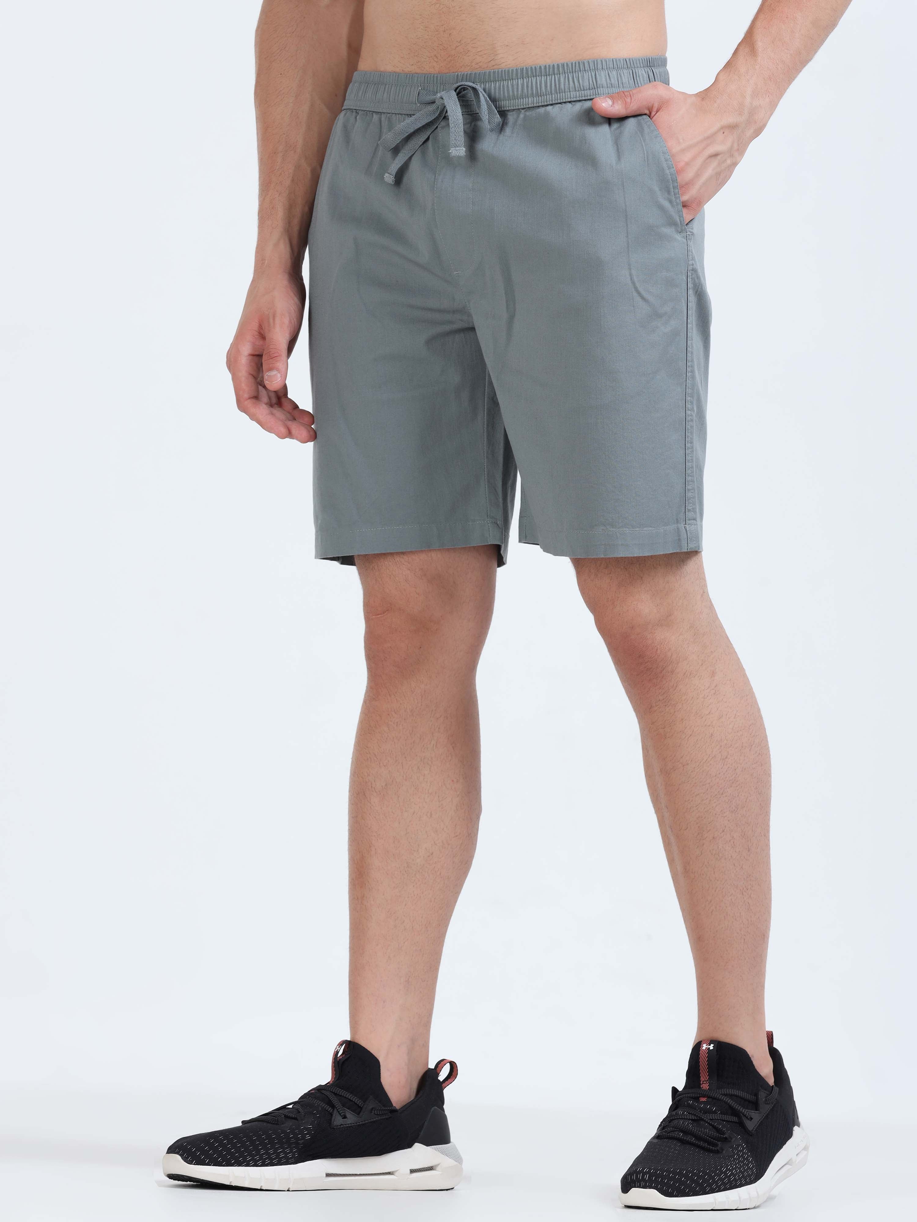 Soft Cotton Grey Plain Shorts for Men