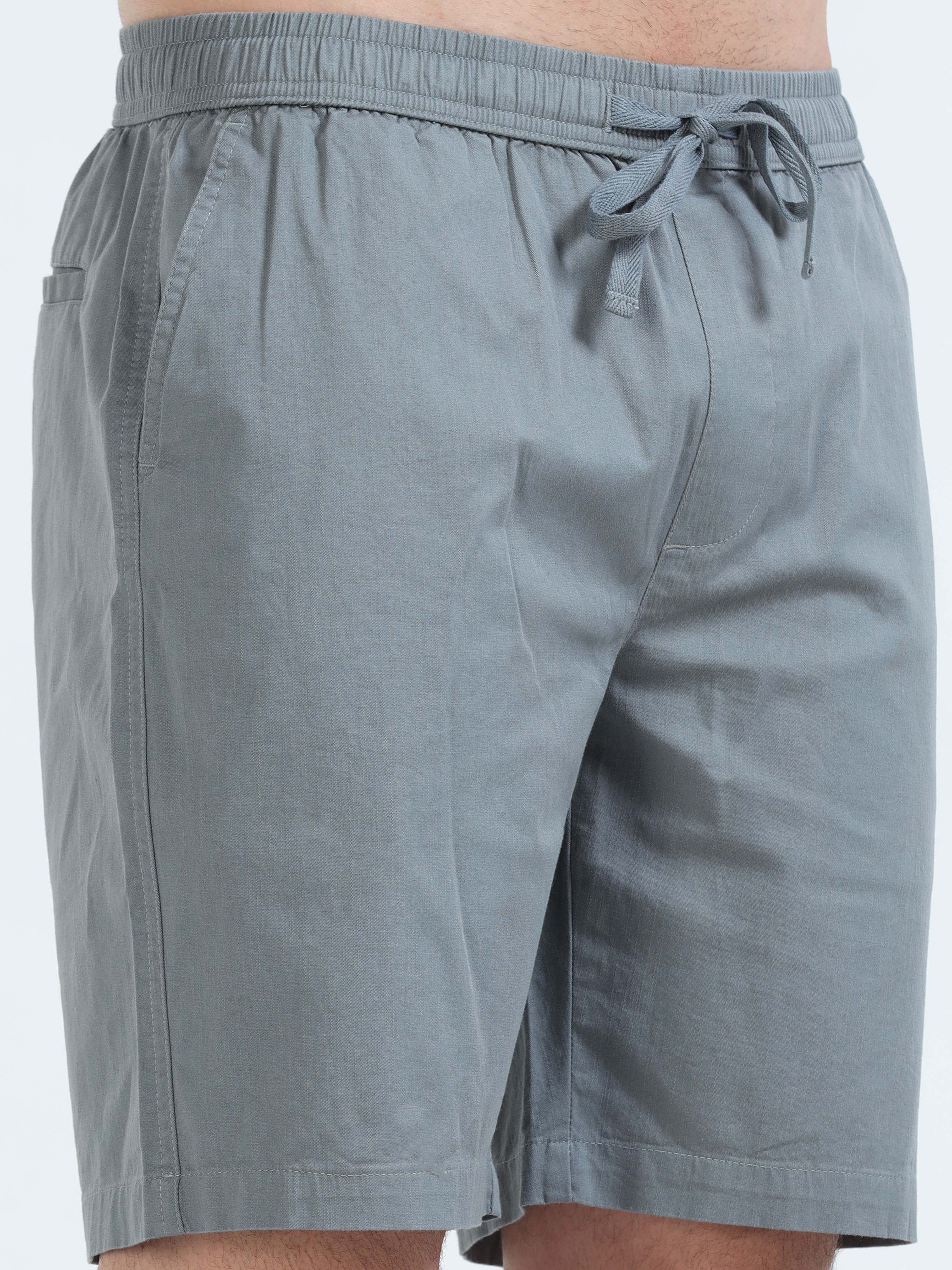 Soft Cotton Grey Plain Shorts for Men
