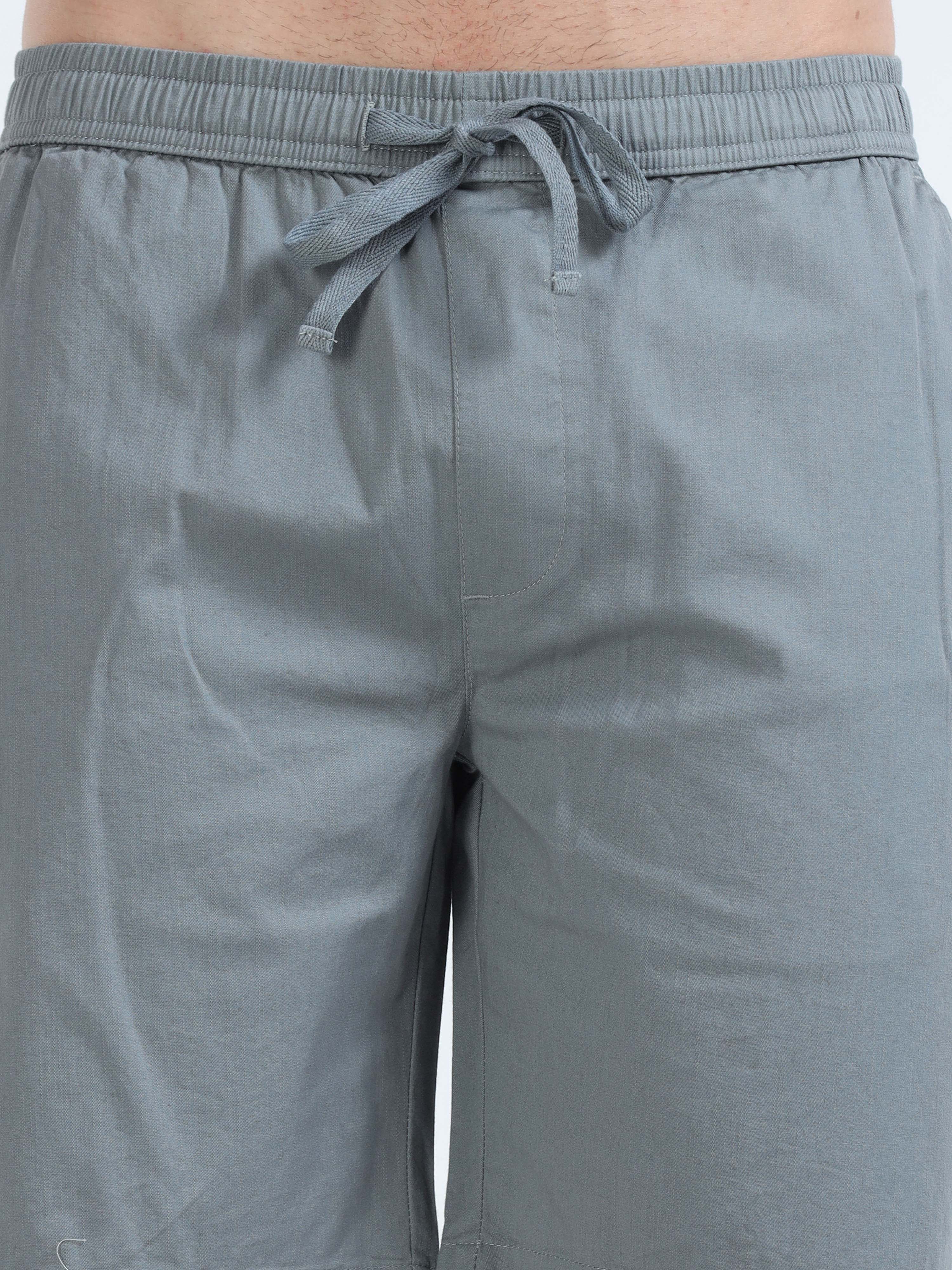 Soft Cotton Grey Plain Shorts for Men