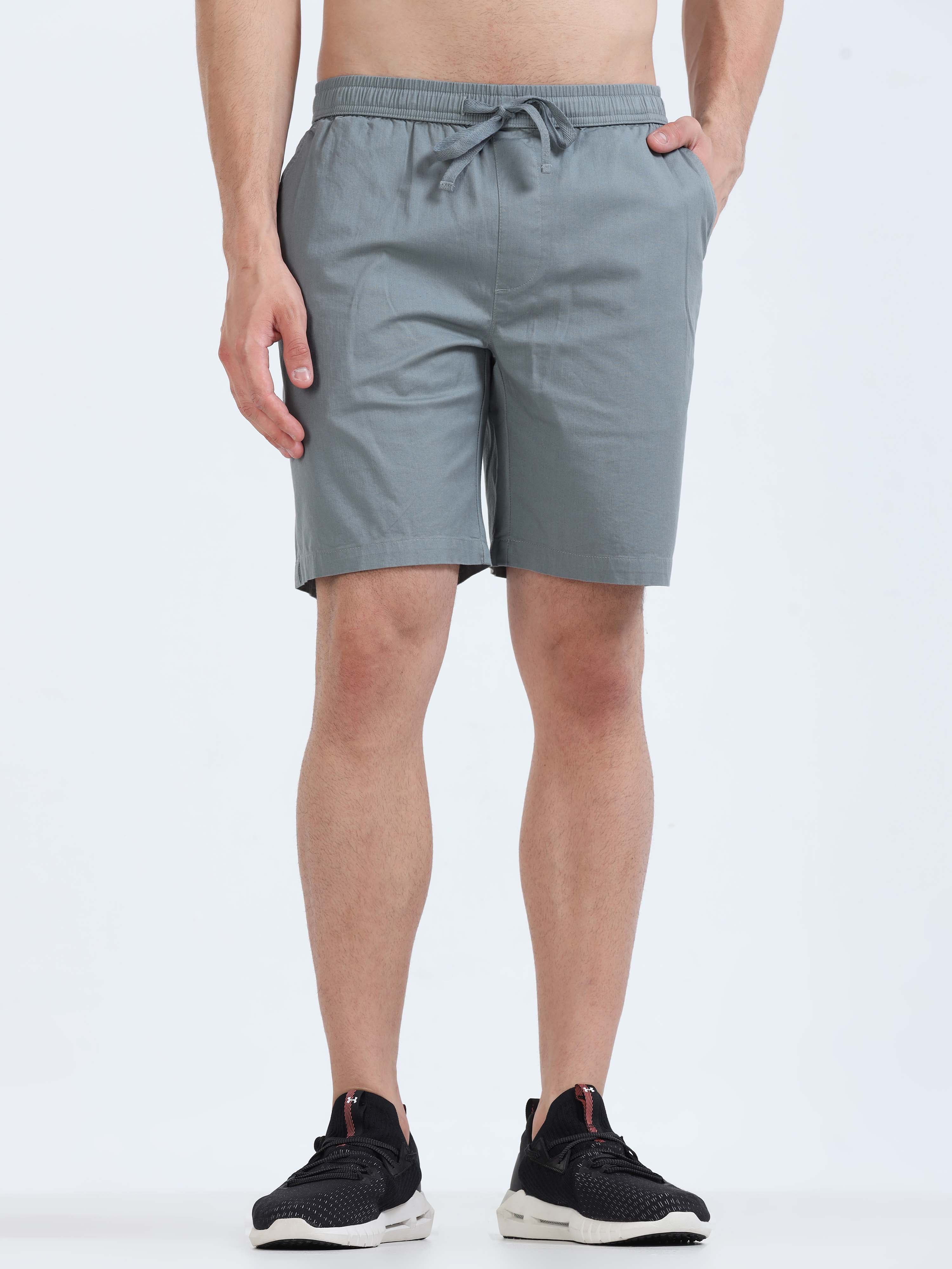Soft Cotton Grey Plain Shorts for Men