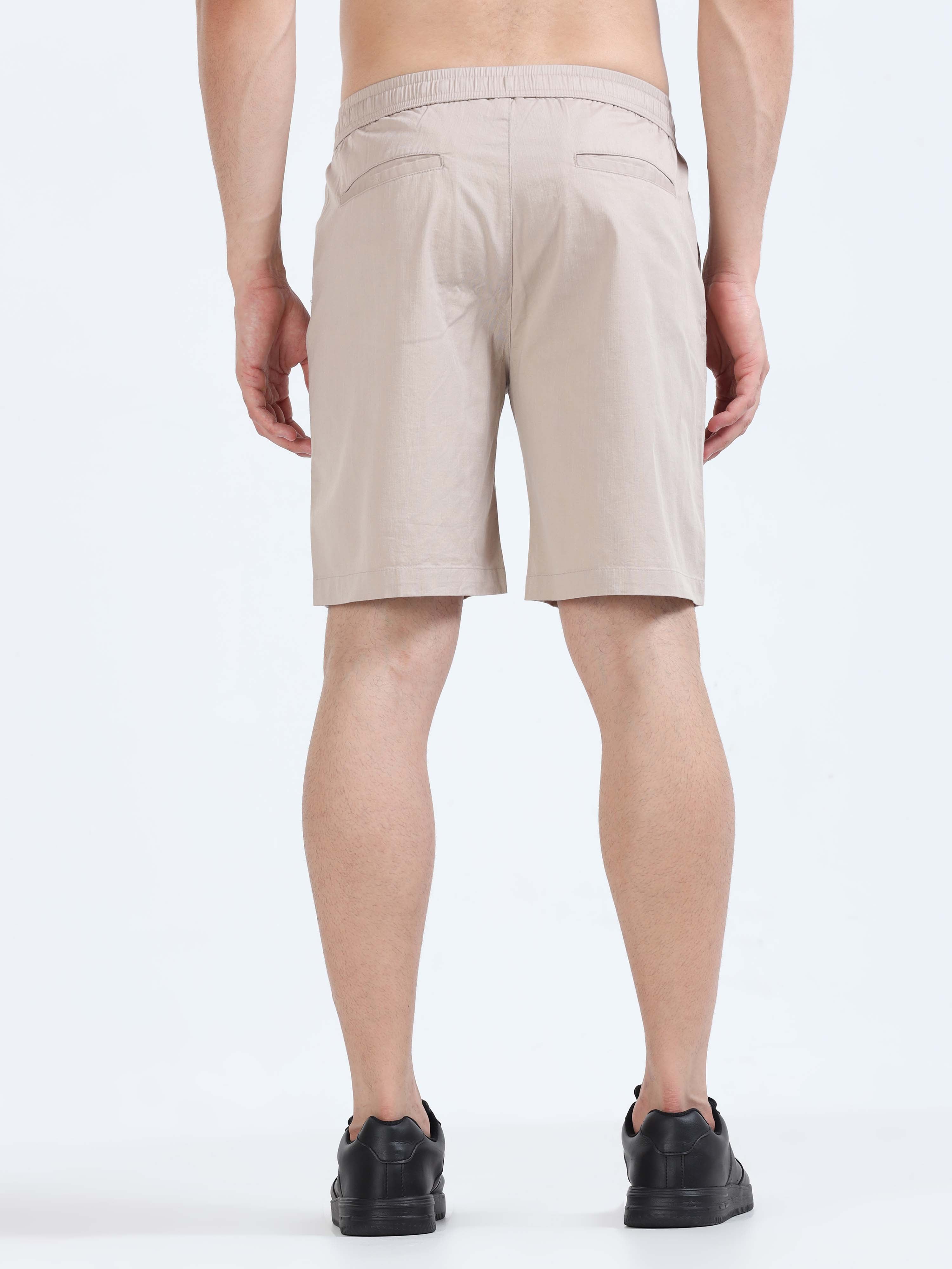 Soft Cotton Beige Basic Shorts for men