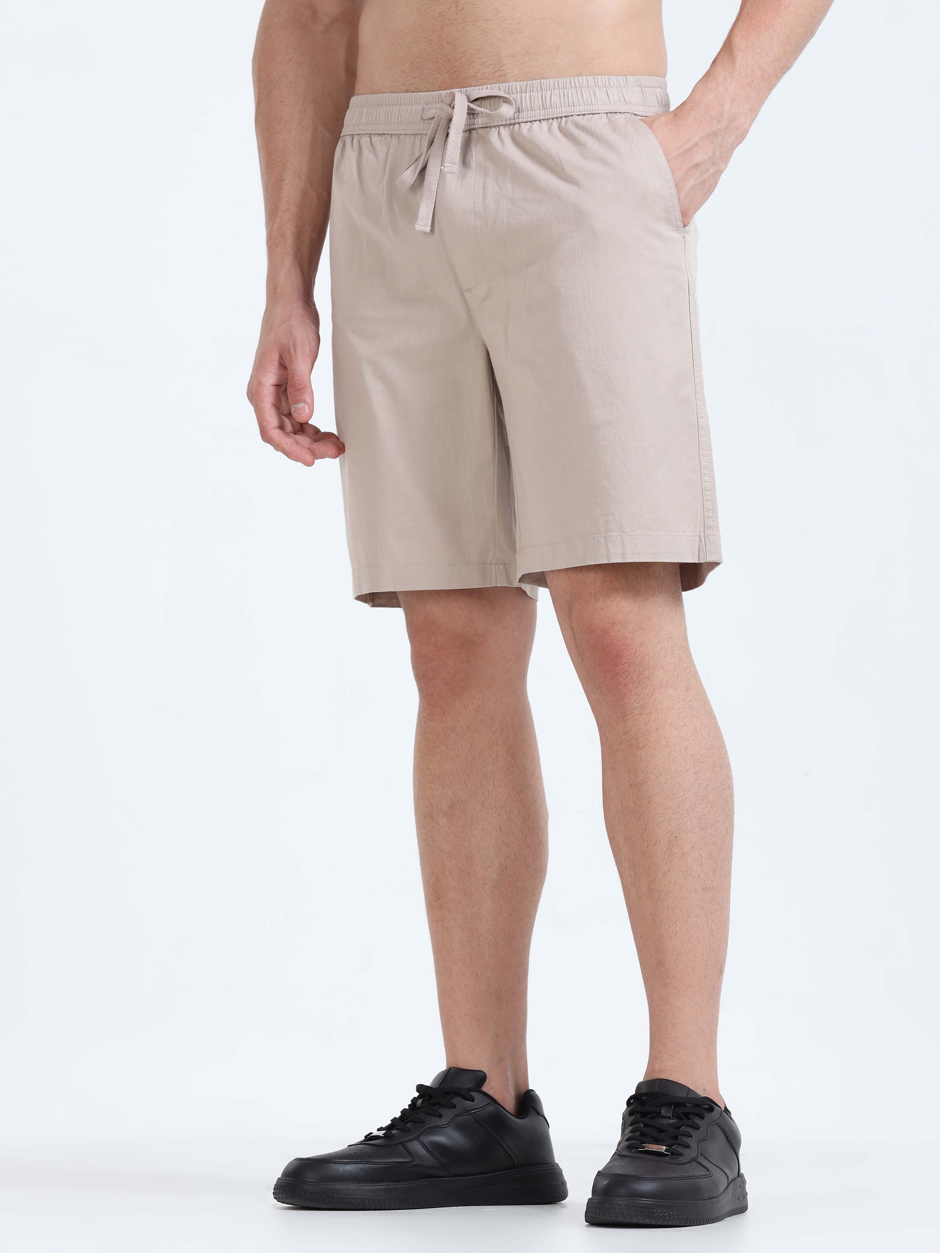 Soft Cotton Beige Basic Shorts for men