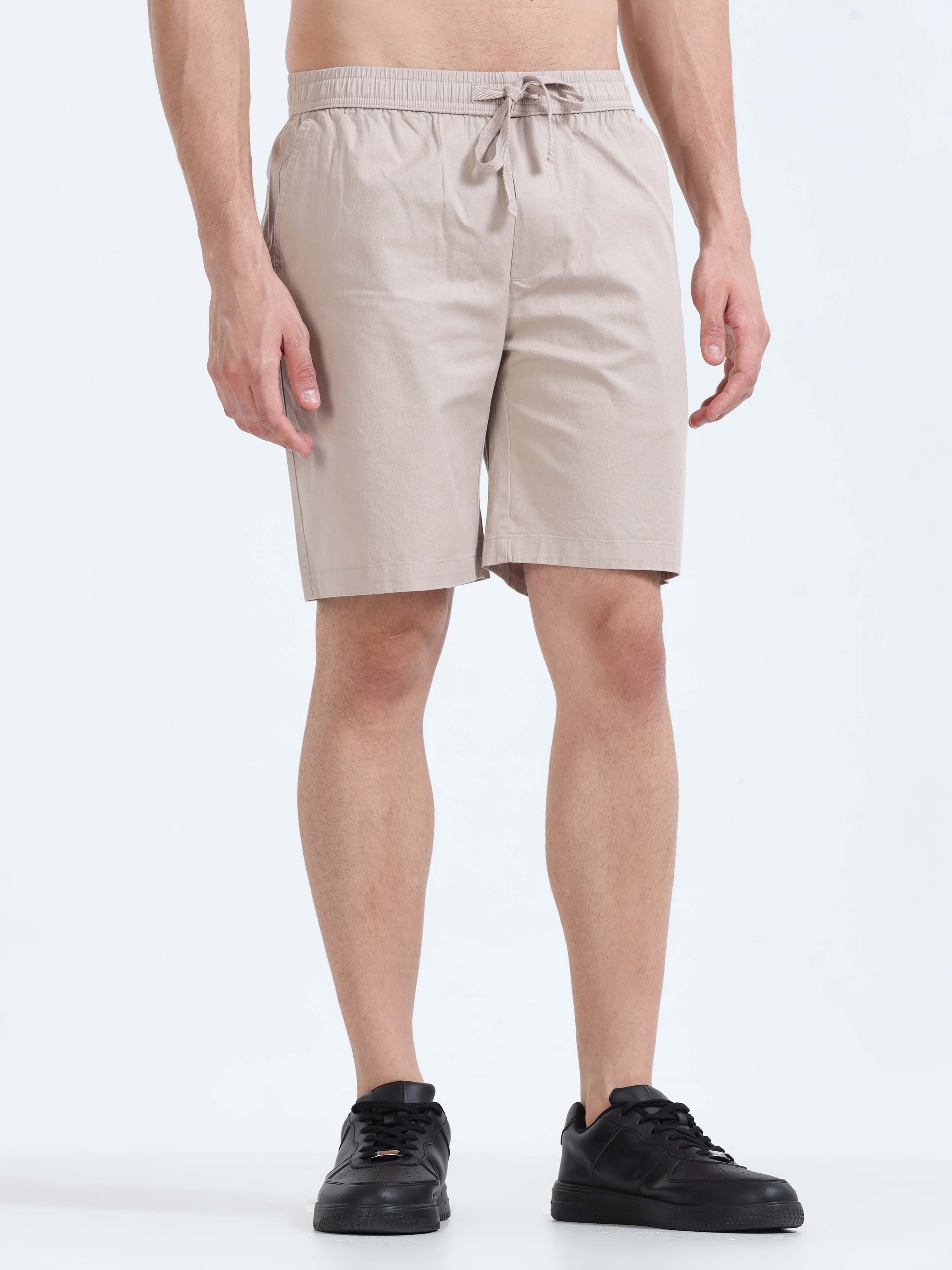 Soft Cotton Beige Basic Shorts