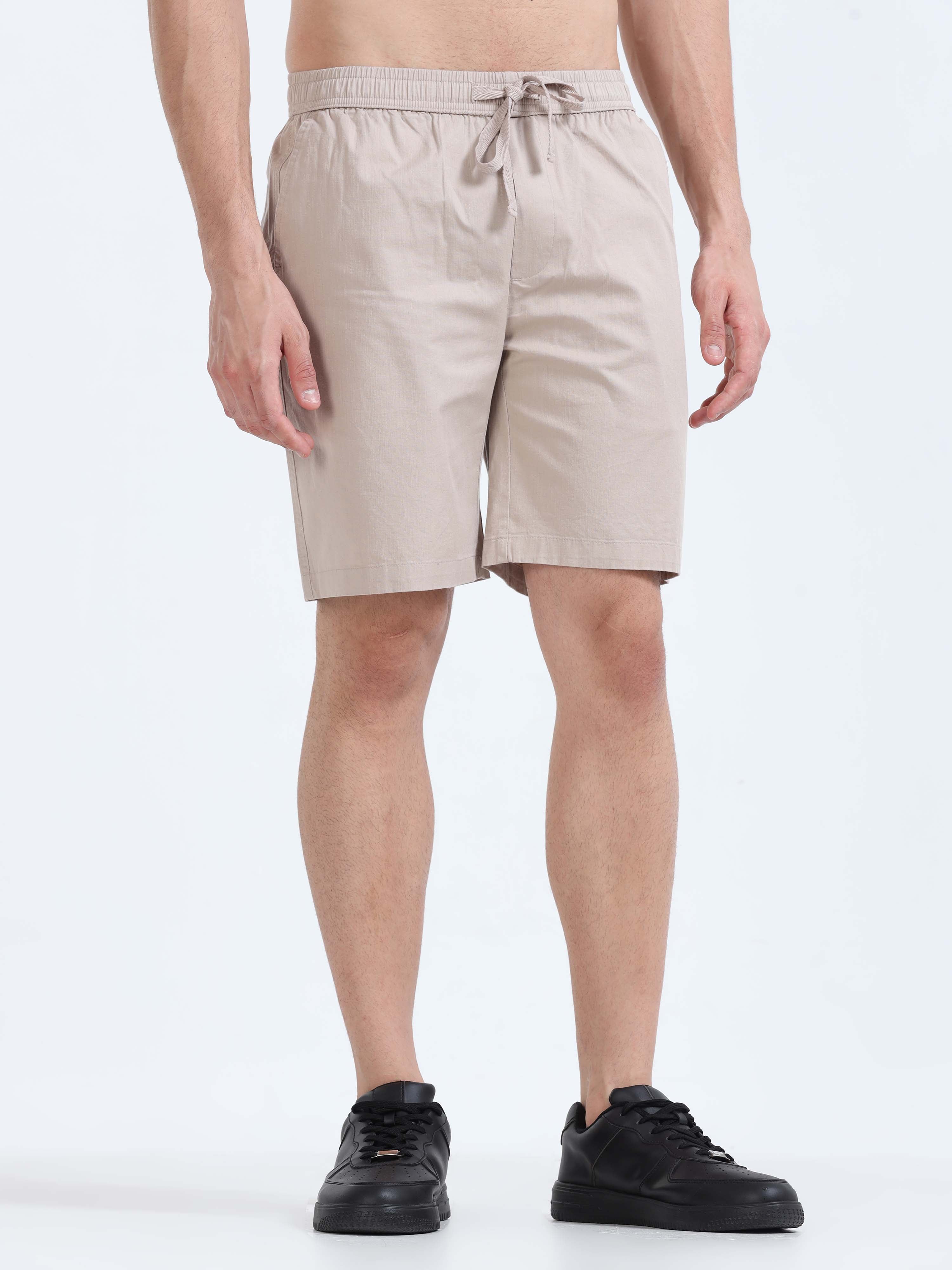 Soft Cotton Beige Basic Shorts for men