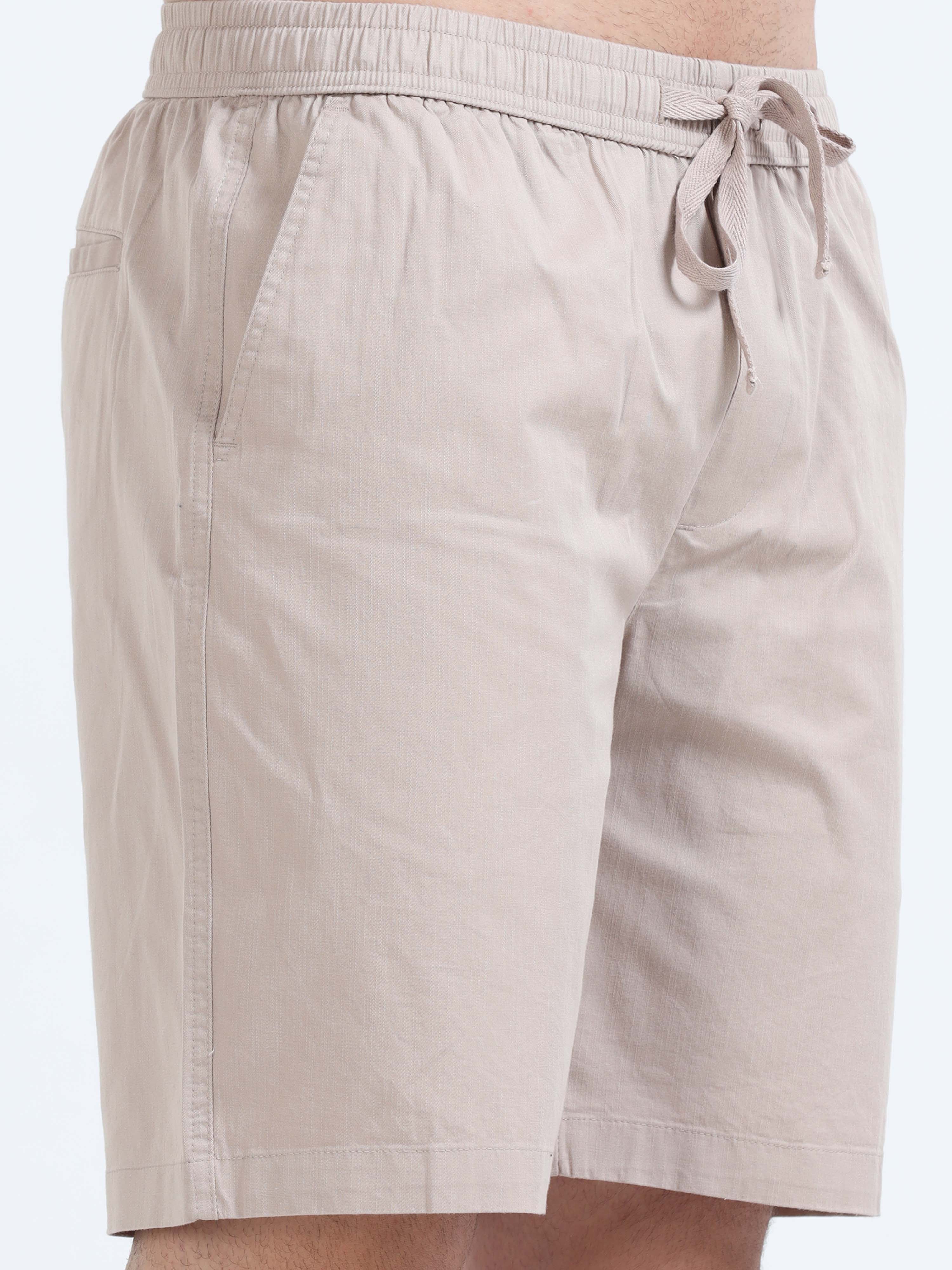 Soft Cotton Beige Basic Shorts for men