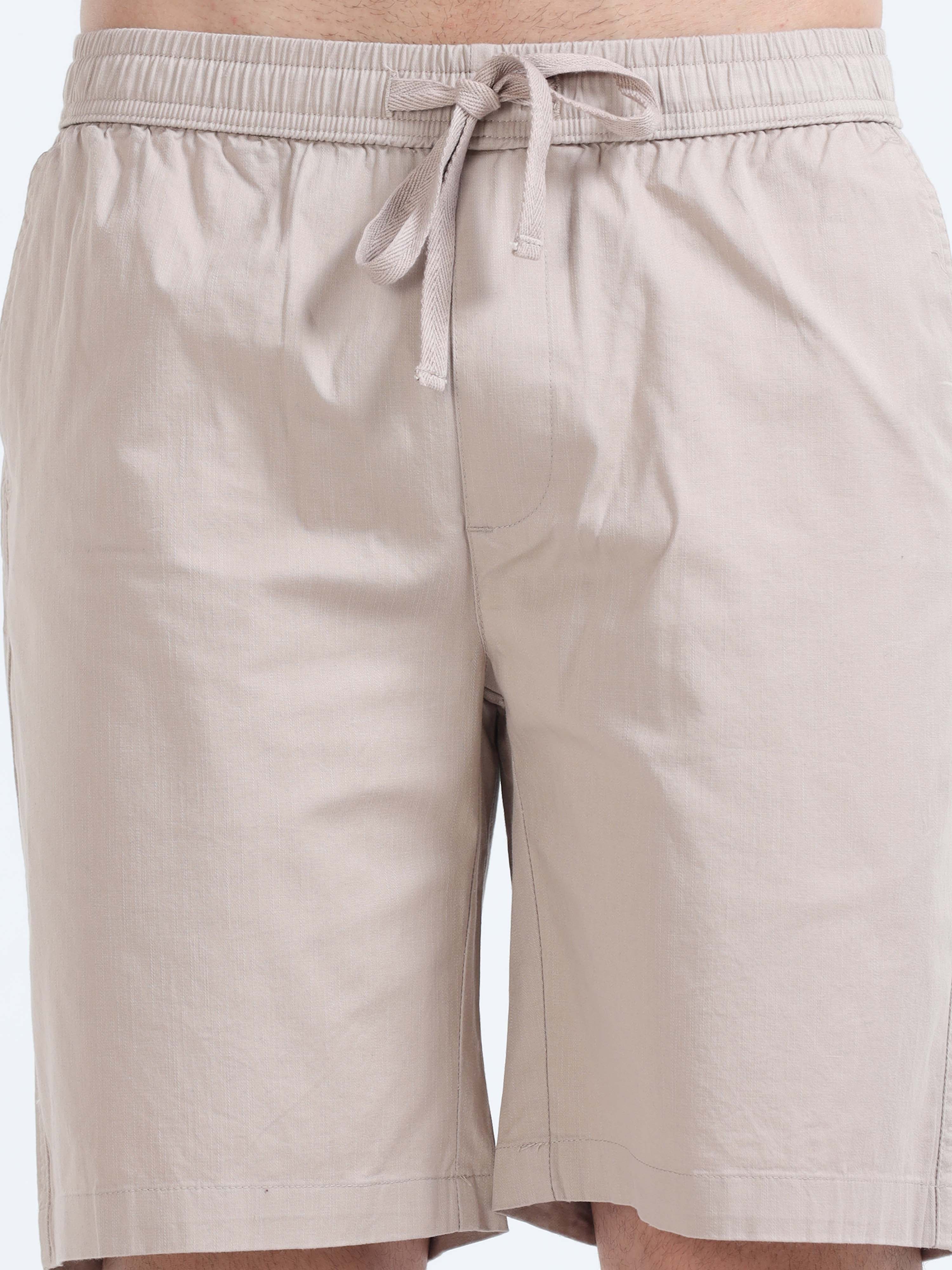 Soft Cotton Beige Basic Shorts for men
