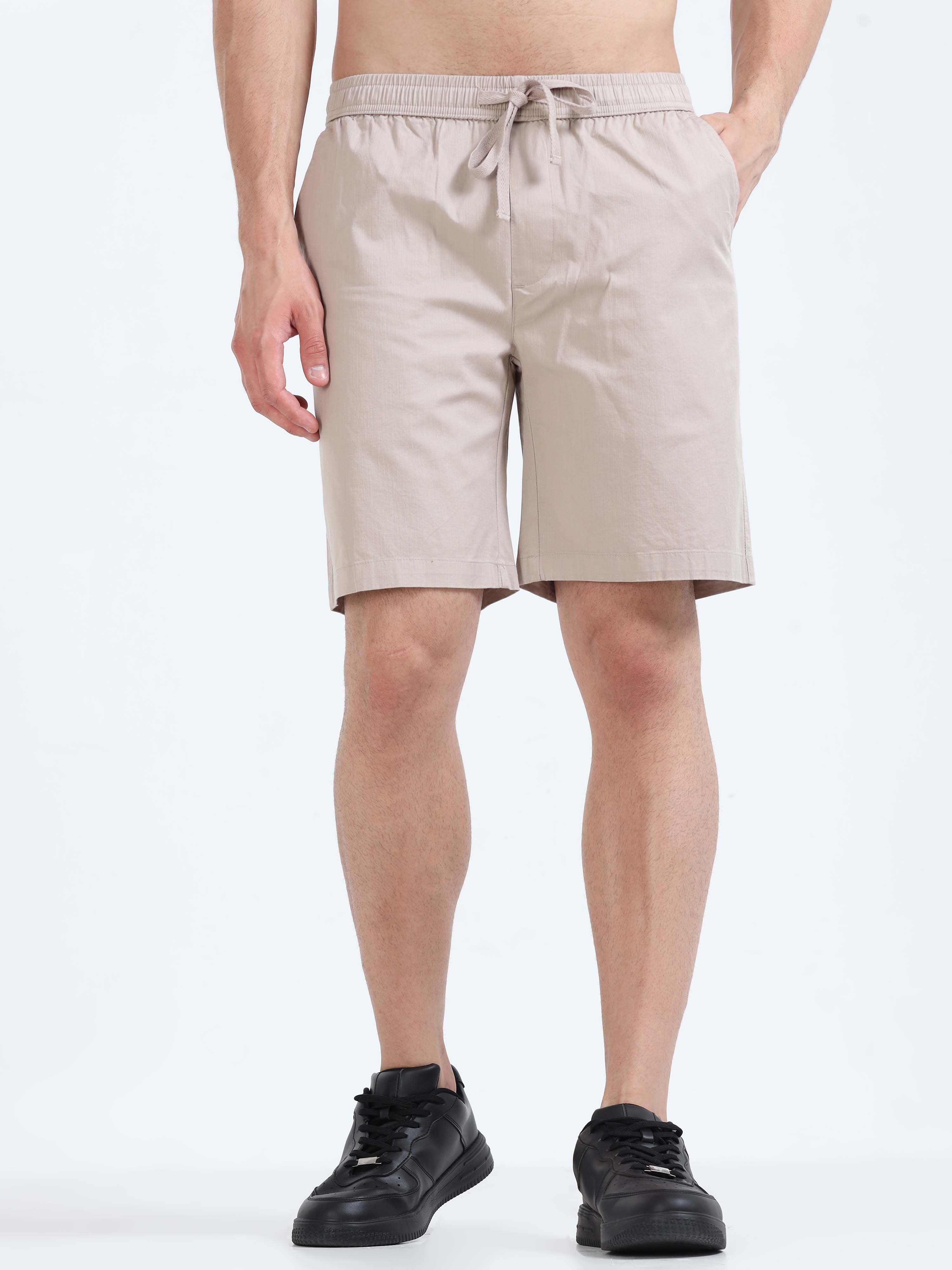 Soft Cotton Beige Basic Shorts for men