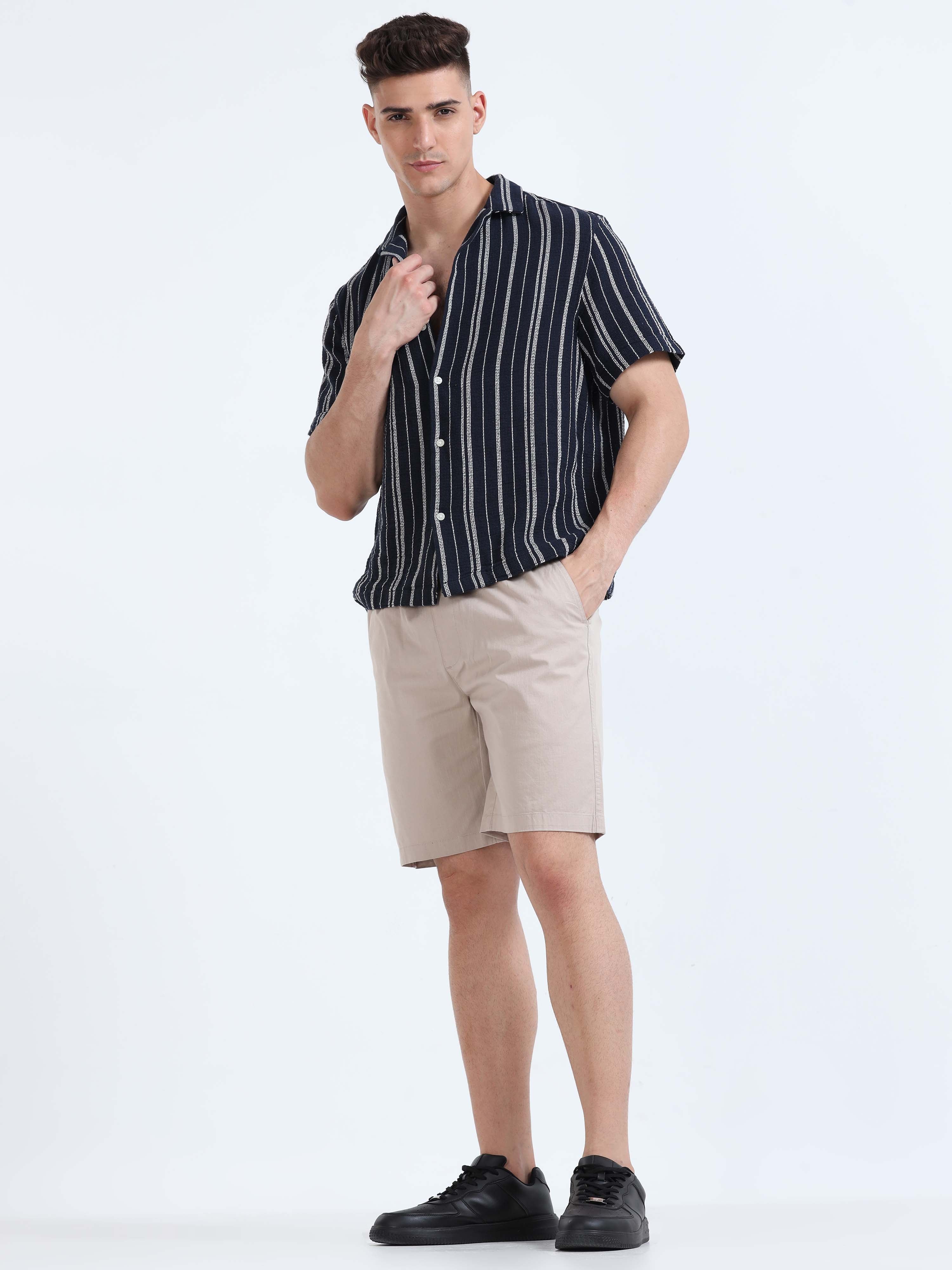 Soft Cotton Beige Basic Shorts for men